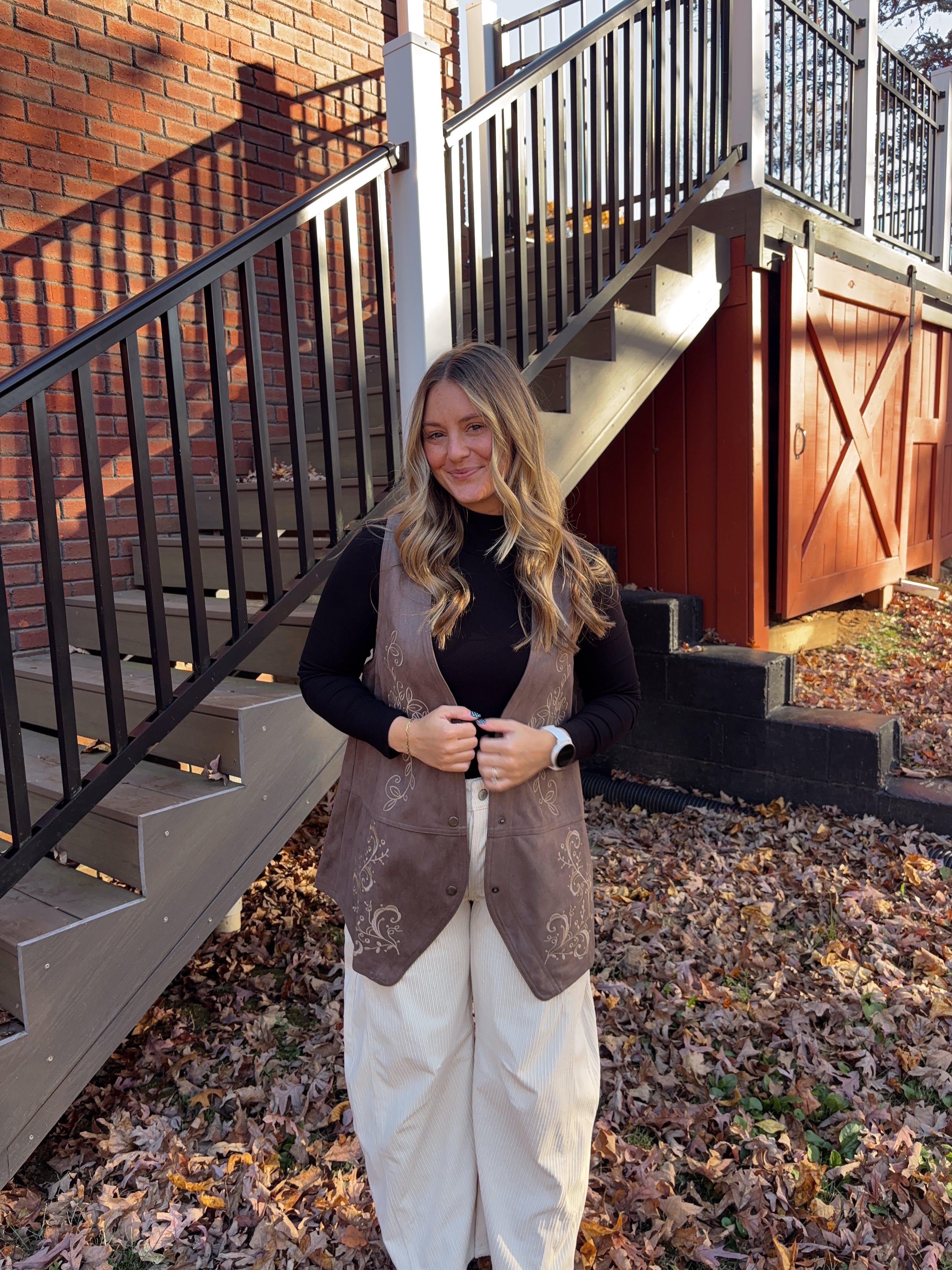 Dani Suede Floral Vest