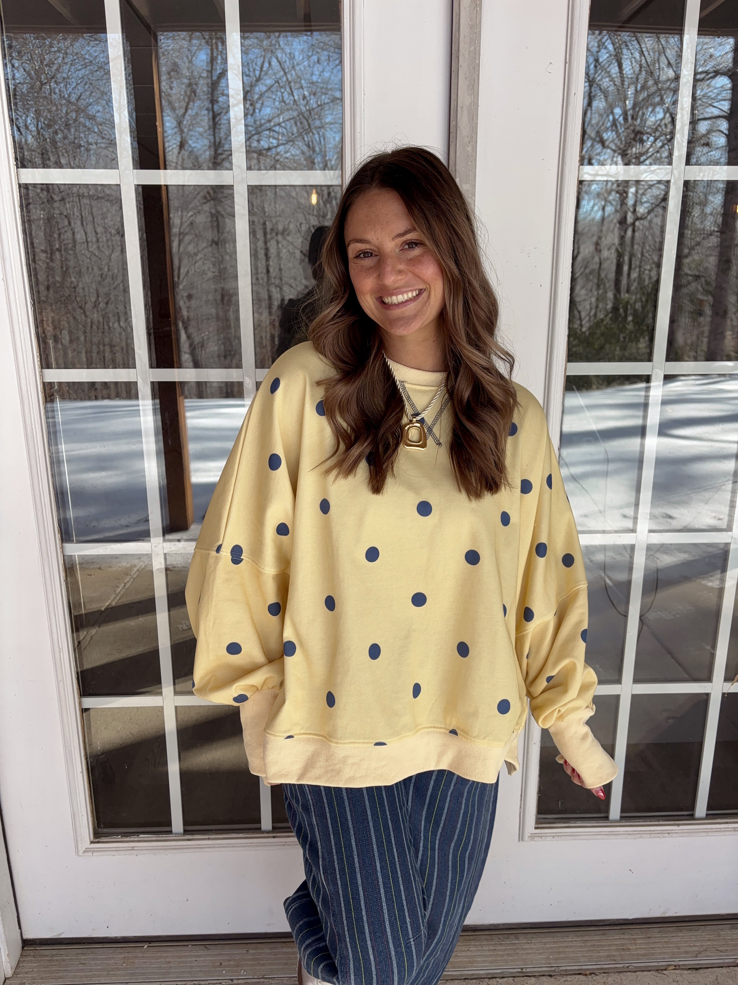 Banana Cream Polka Dot Top