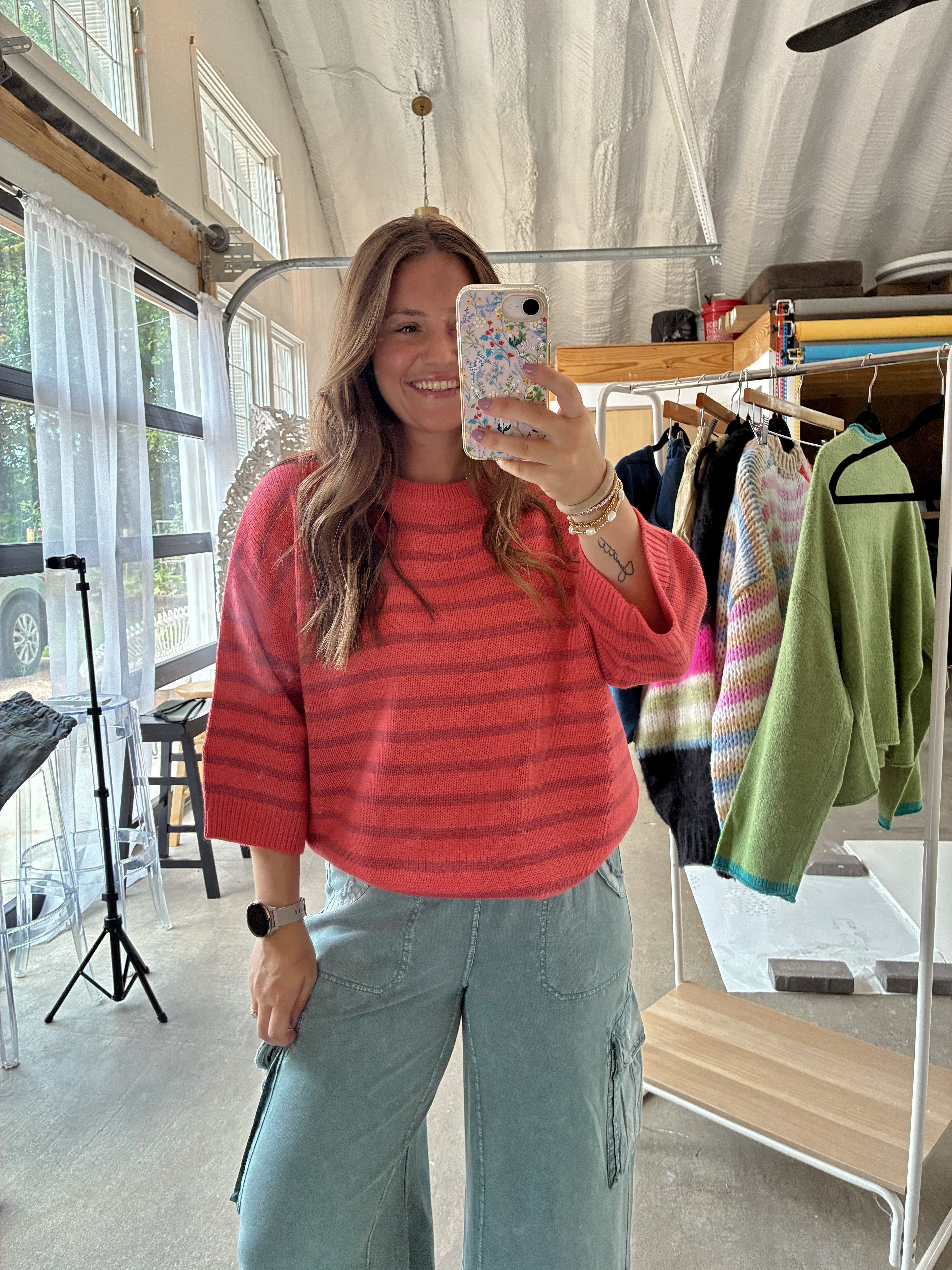 Just Peachy Striped Sweater
