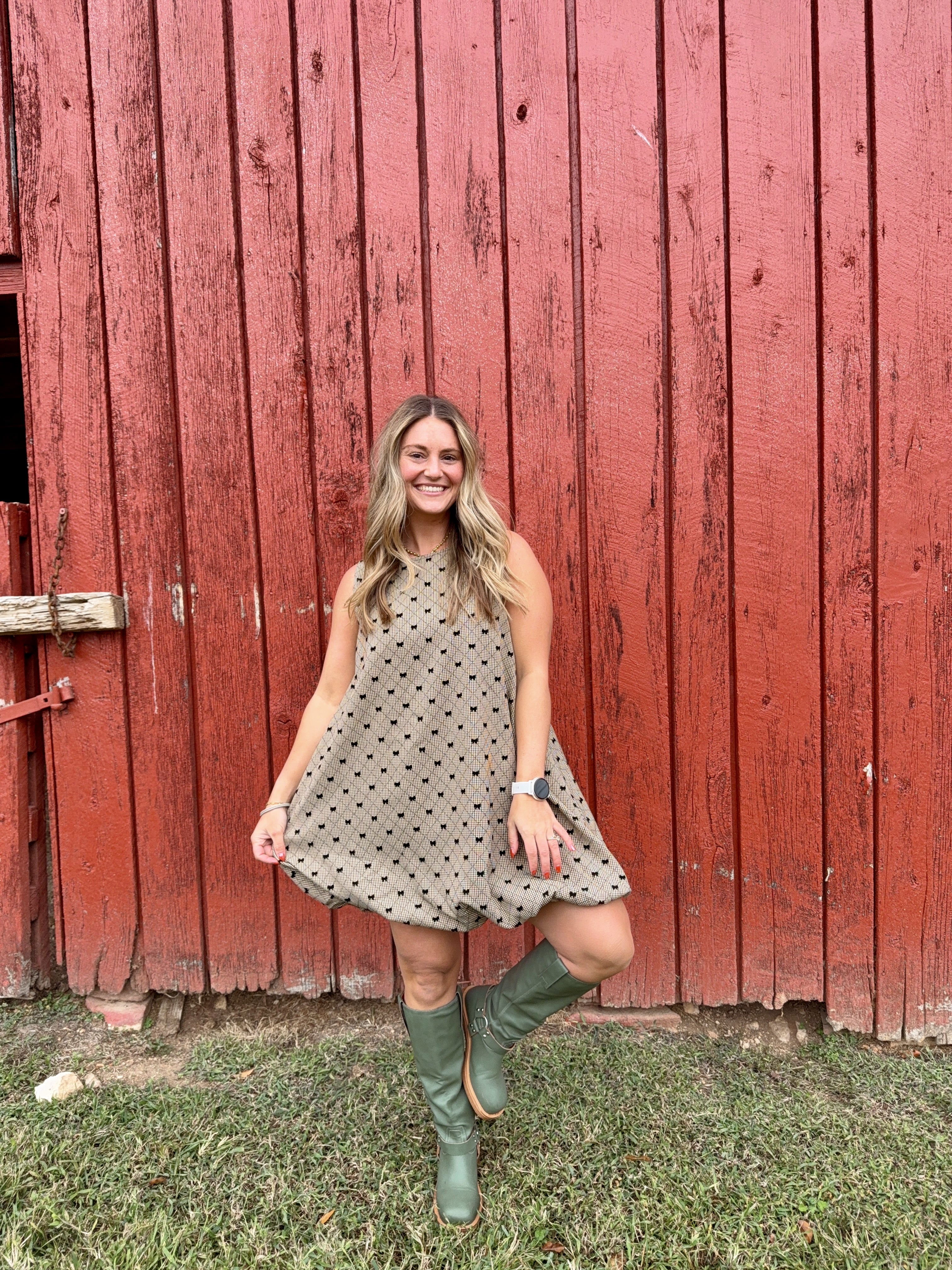 Bow Plaid Mini Dress