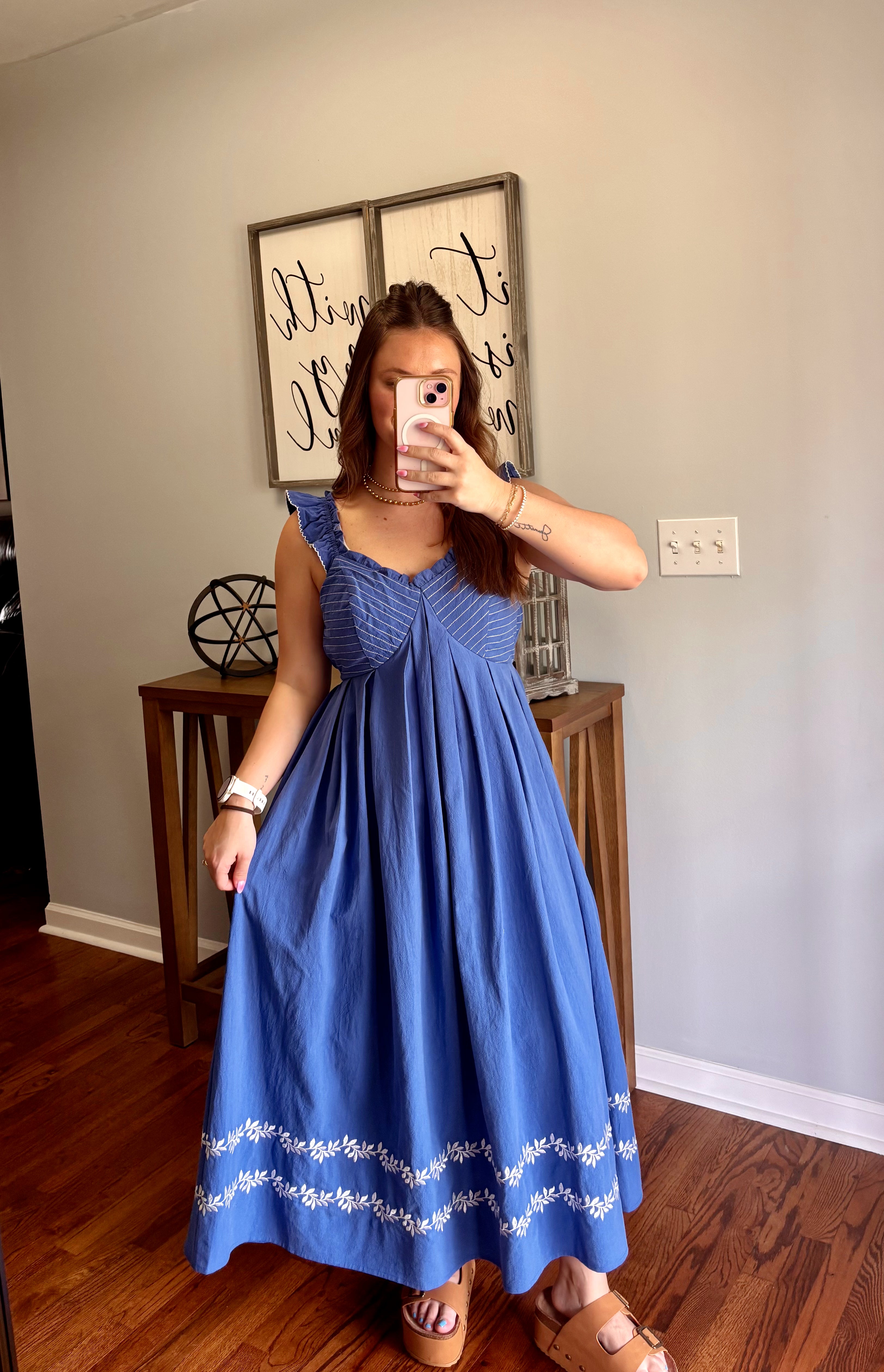 Royal Embroidered Midi Dress
