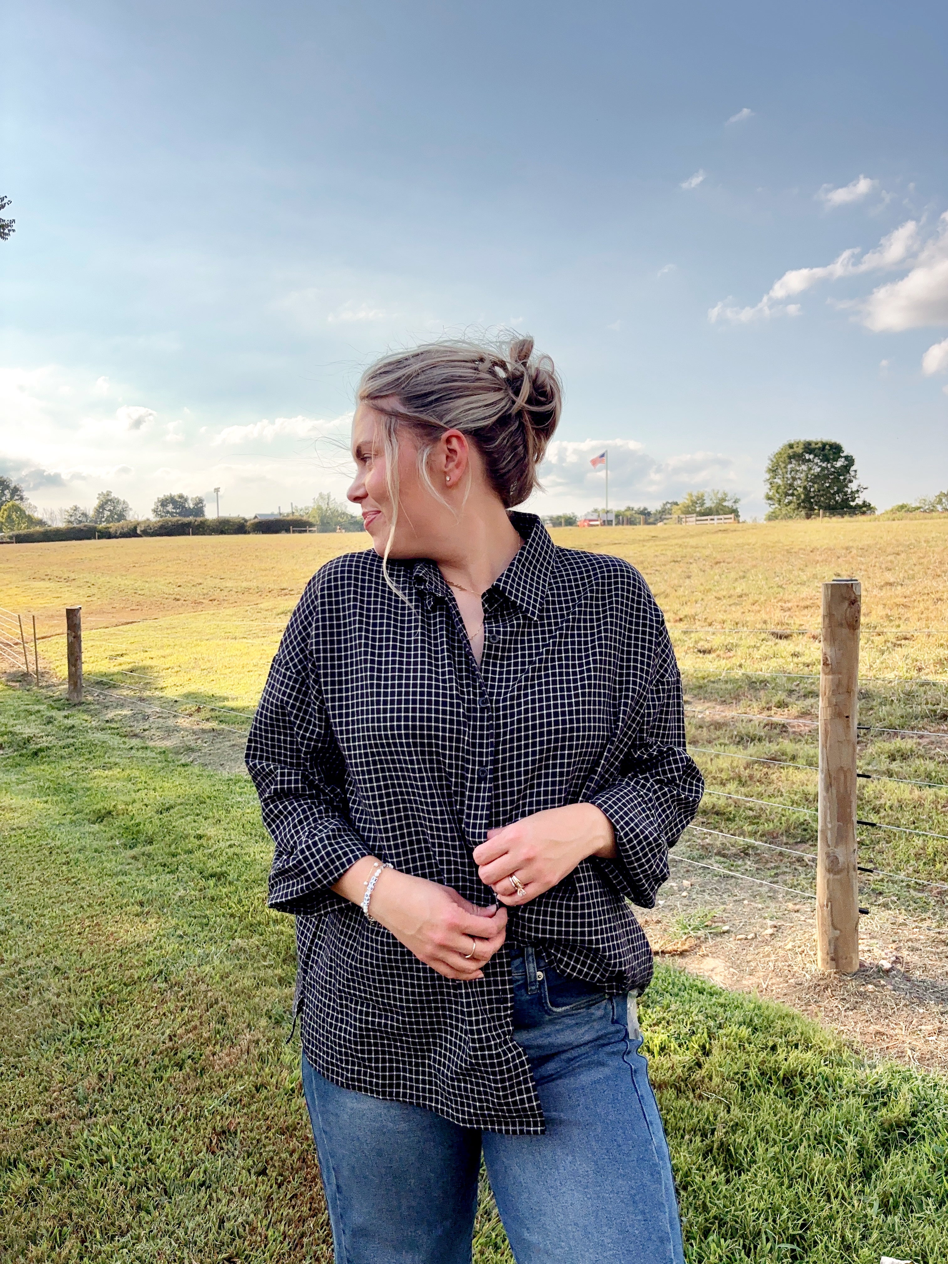 All Business Button Down Top