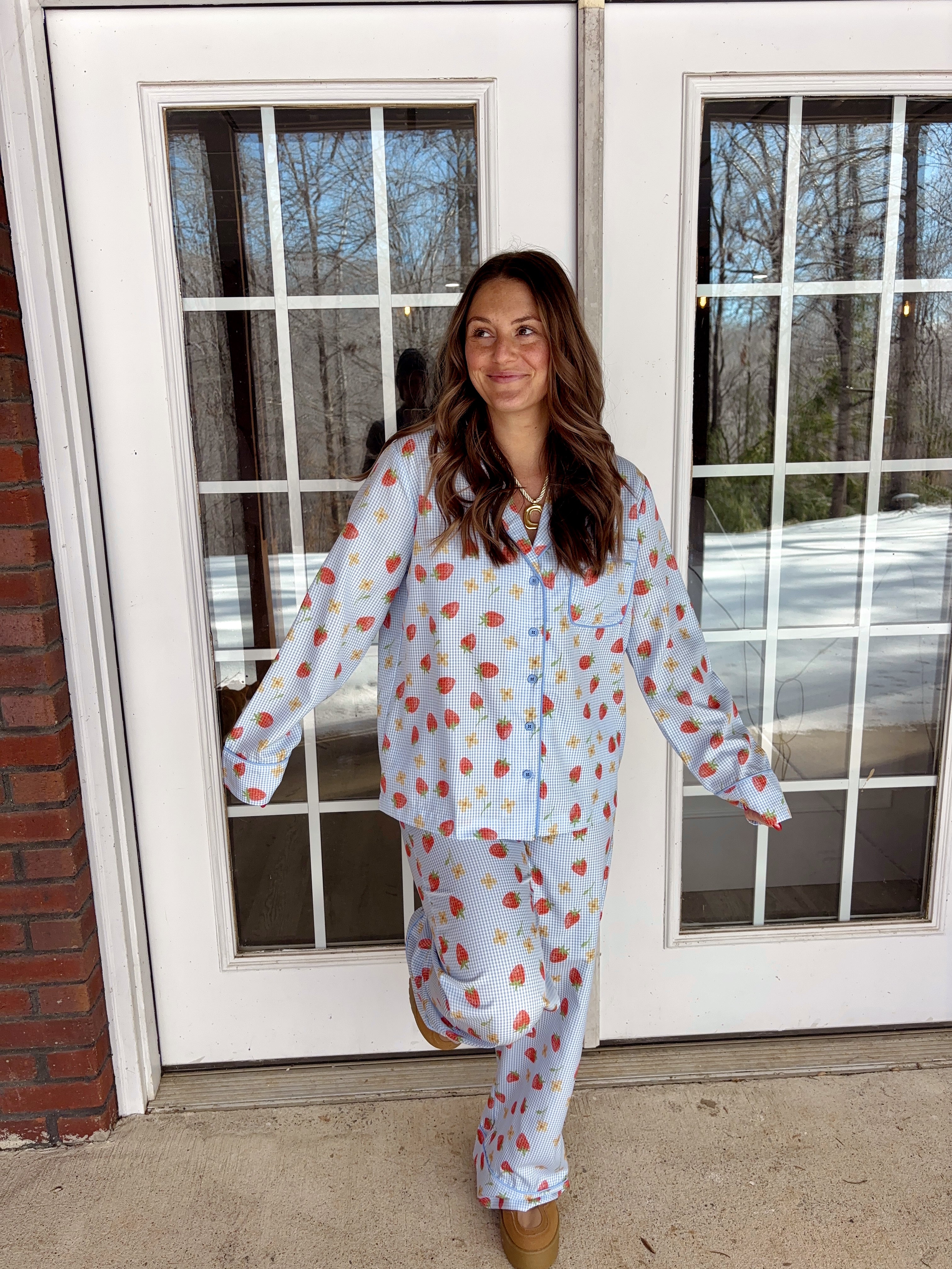 Strawberry Lover Gingham Pajamas