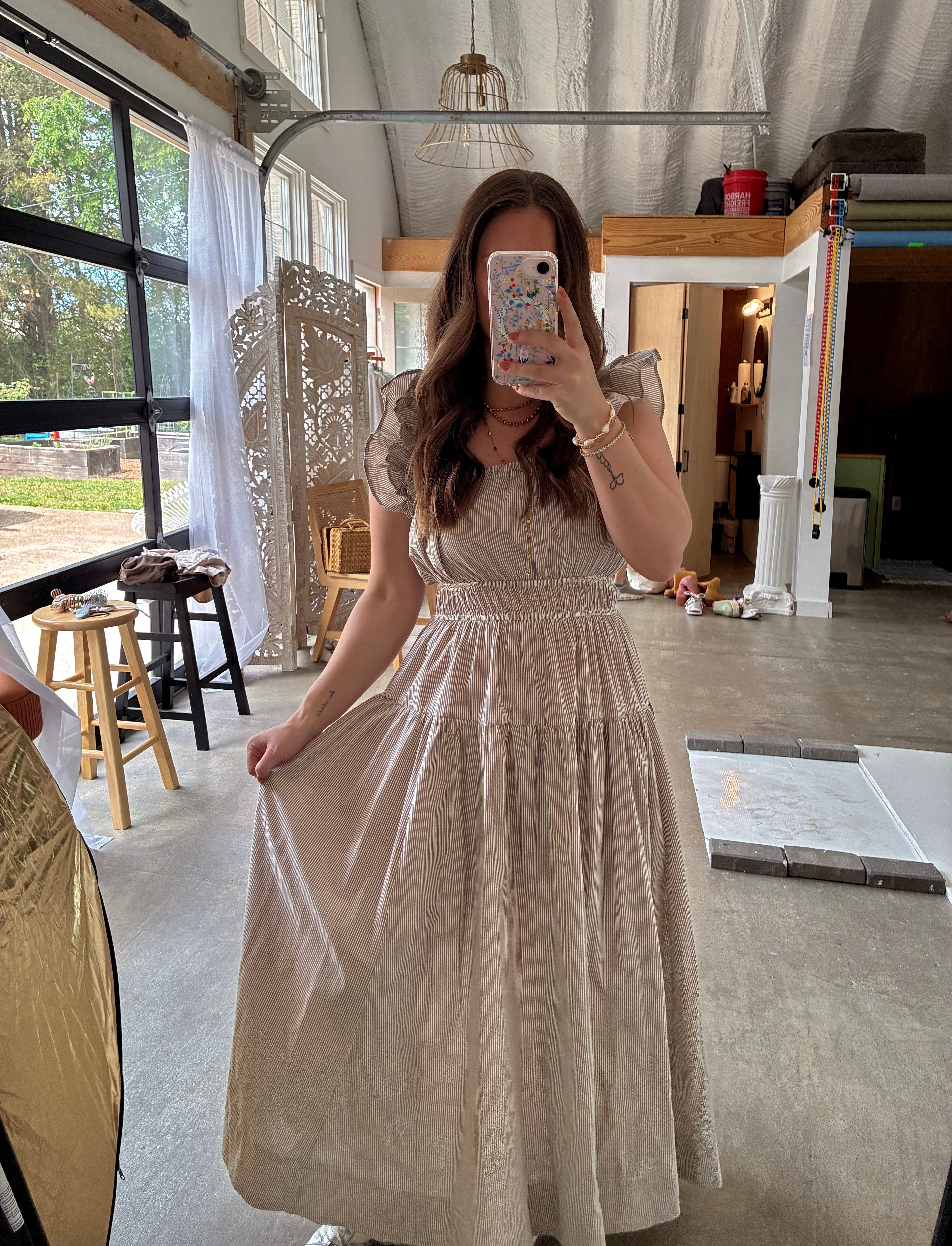 Dusty Honey Striped Dress