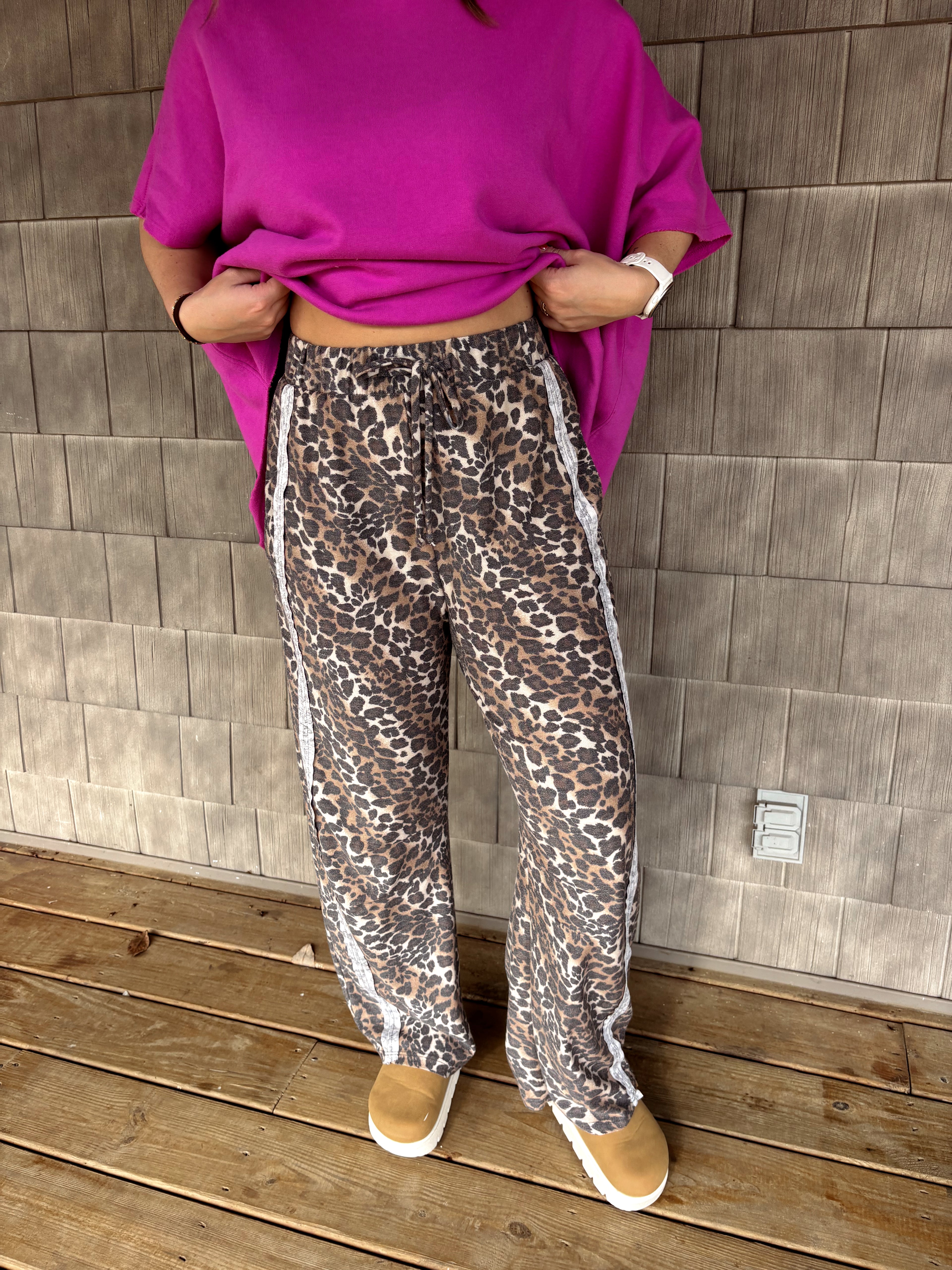 Leopard Printed Barrel Pants