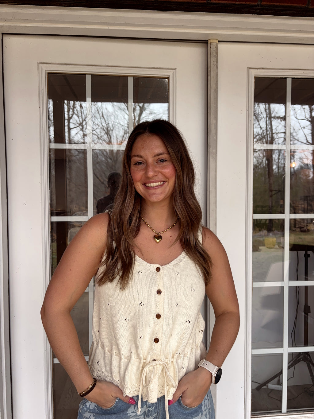 Dainty Darlin Pointelle Top