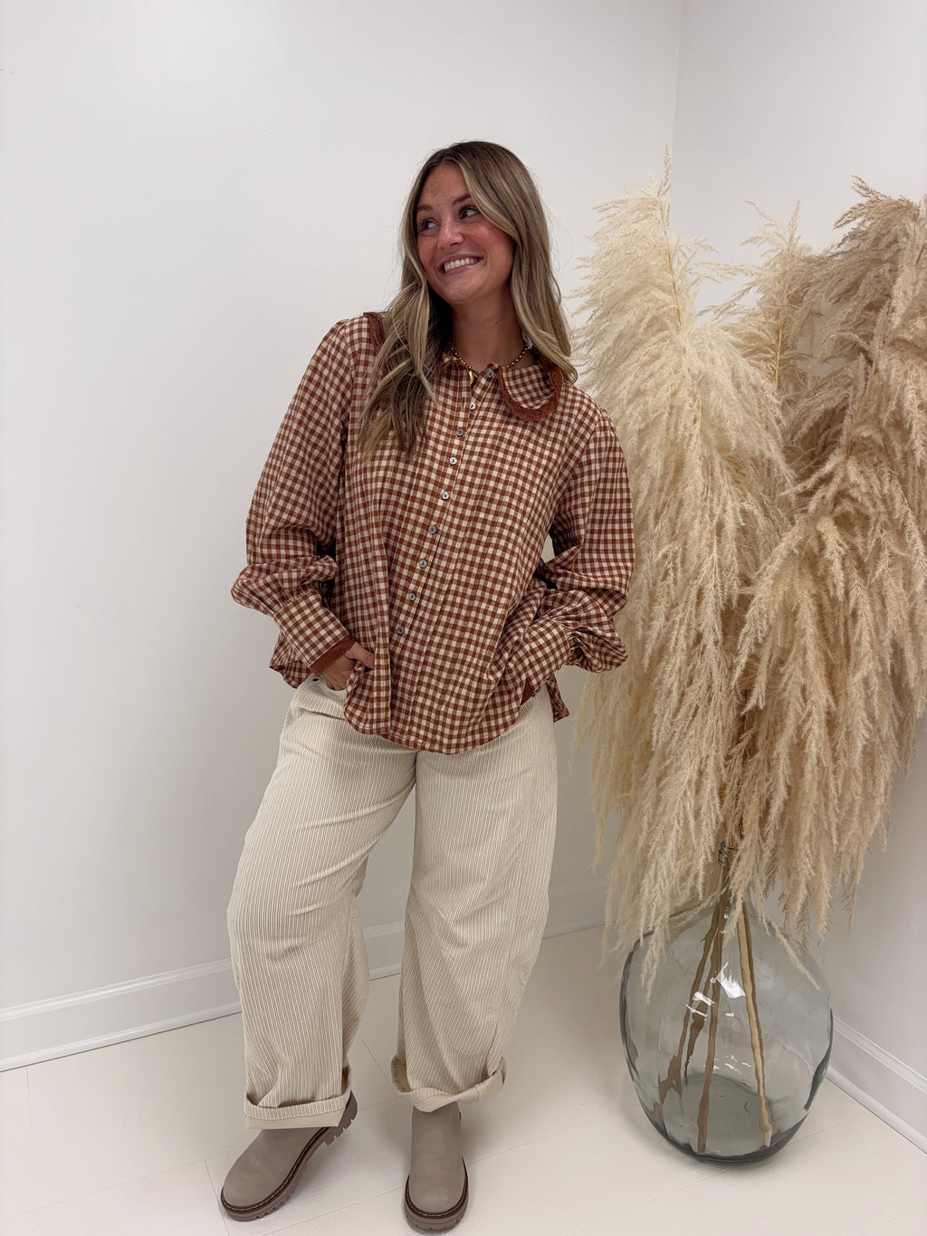 Apple Cider Gingham Top