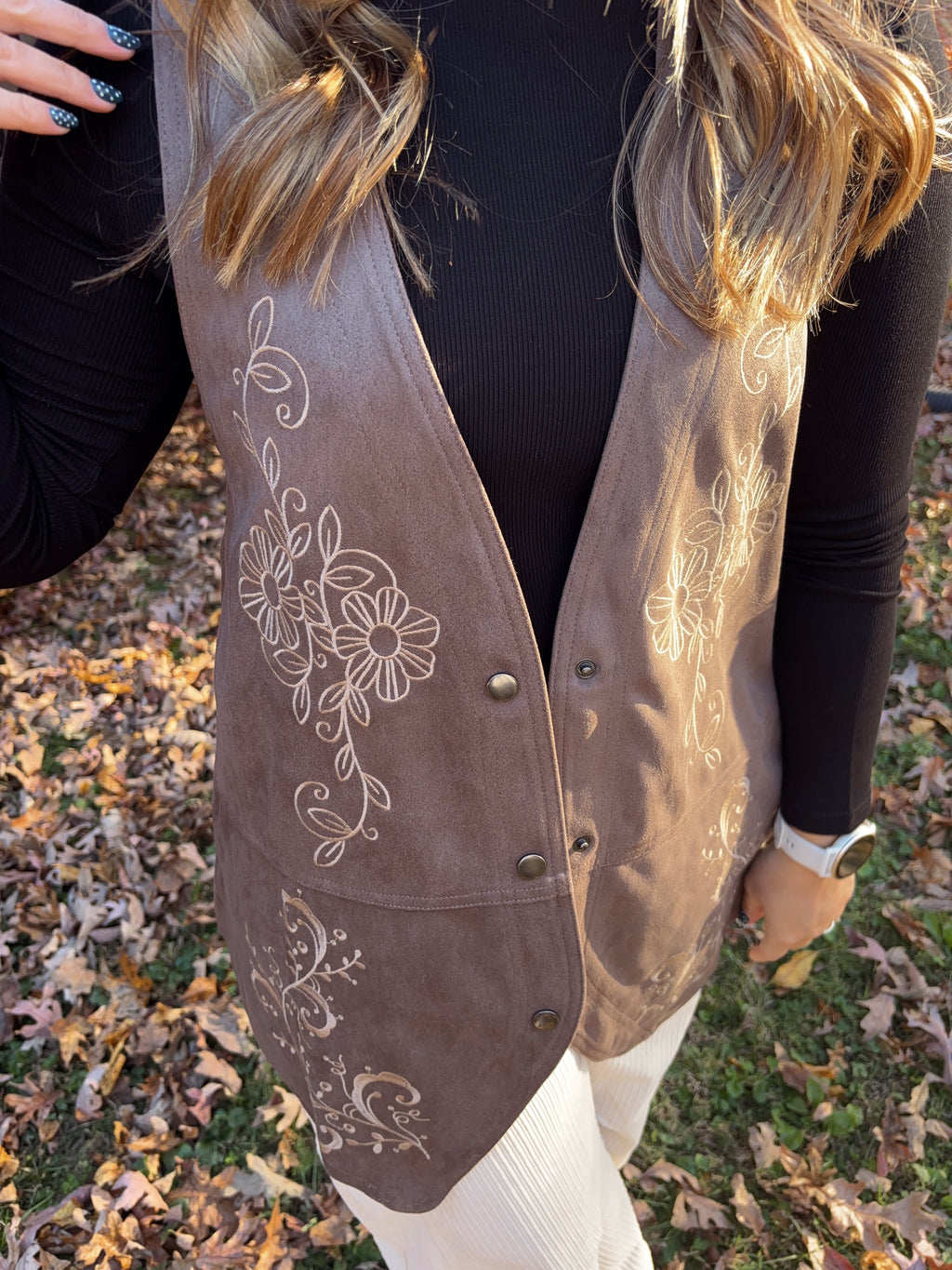 Dani Suede Floral Vest