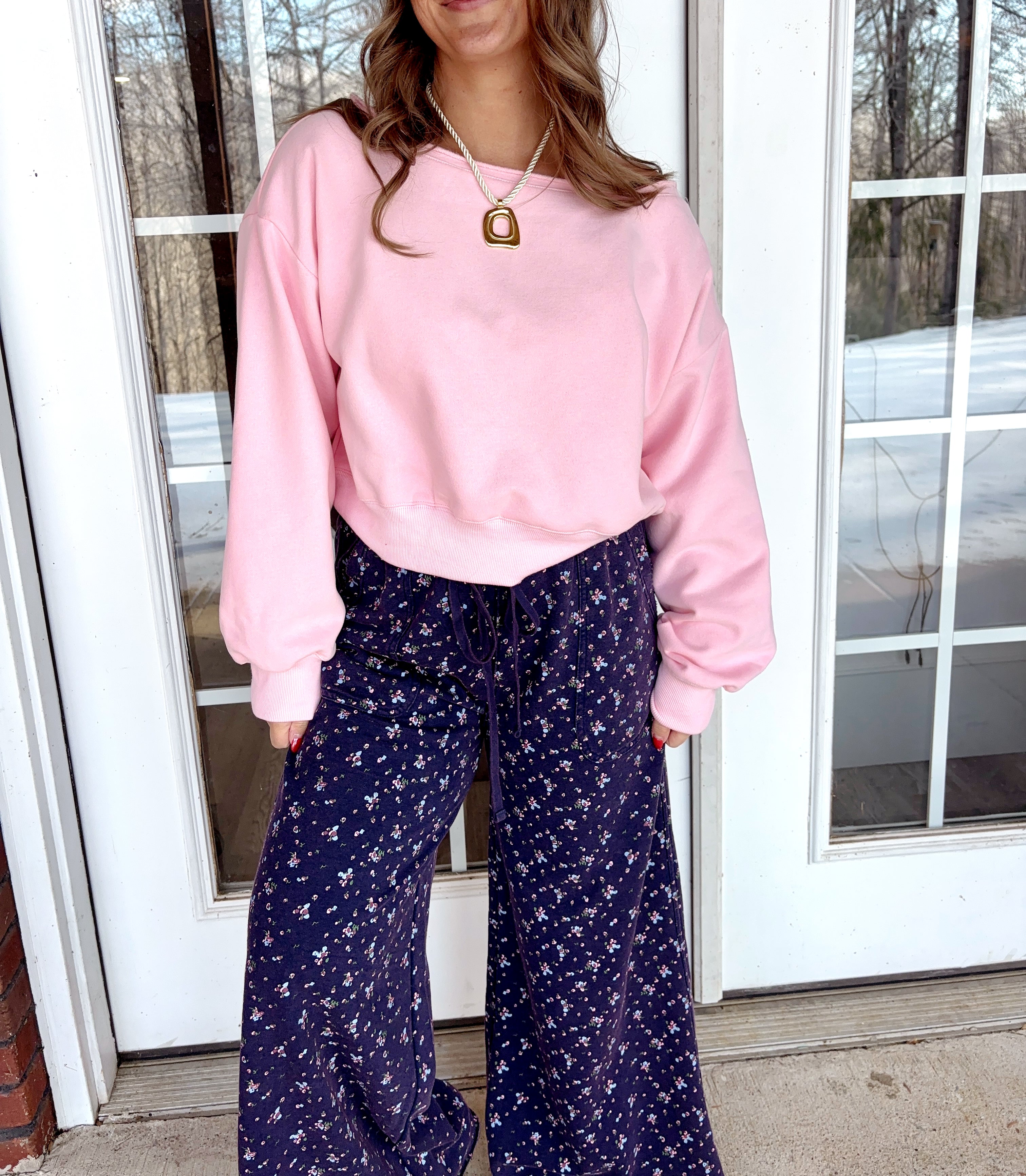 Sadie Floral Pants - Blueberry