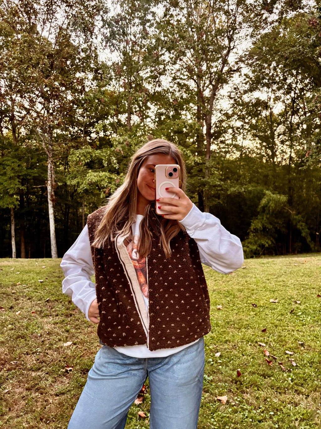 Teddy Floral Print Fleece Vest