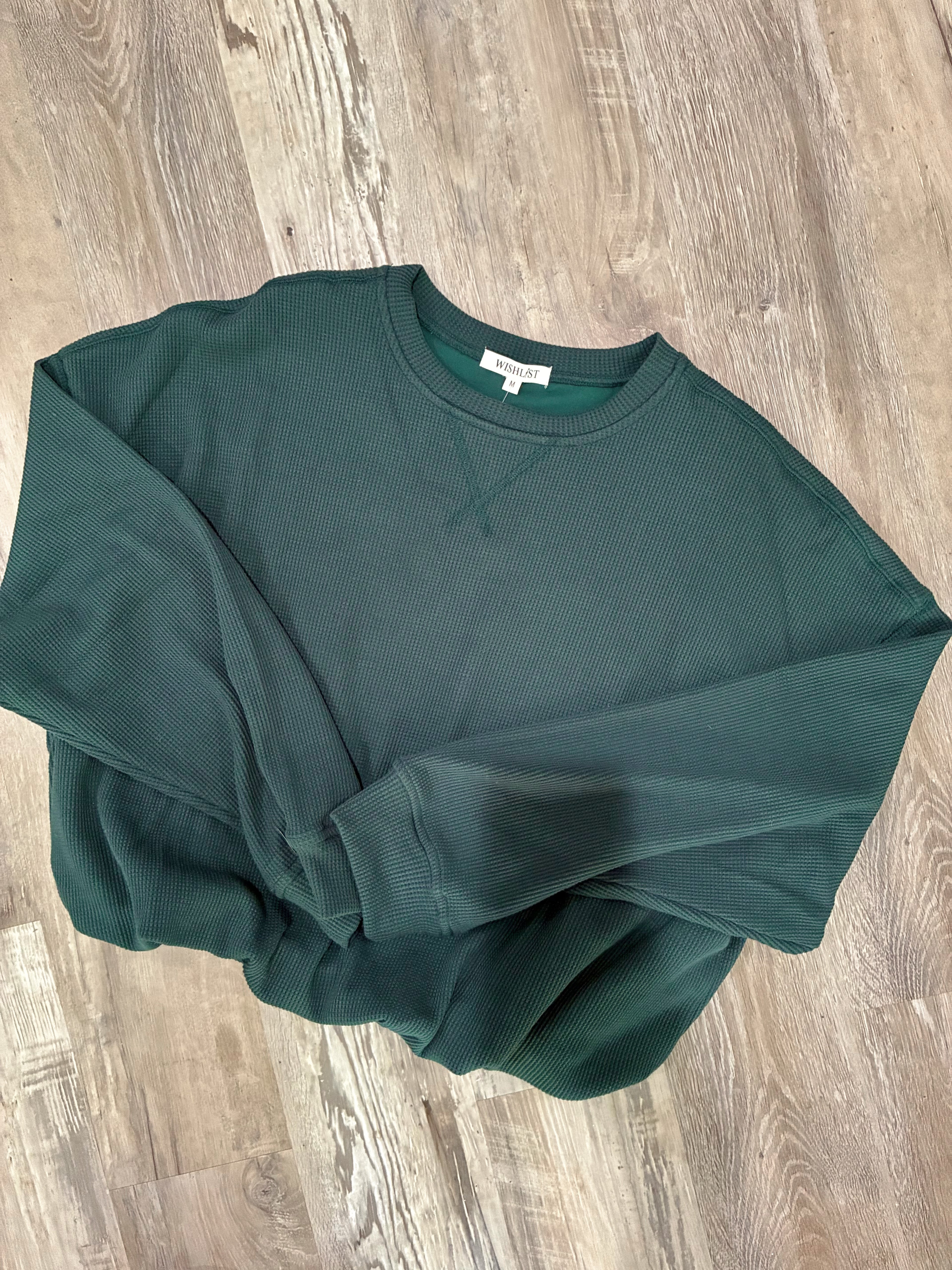 Evergreen Waffle Bubble Top