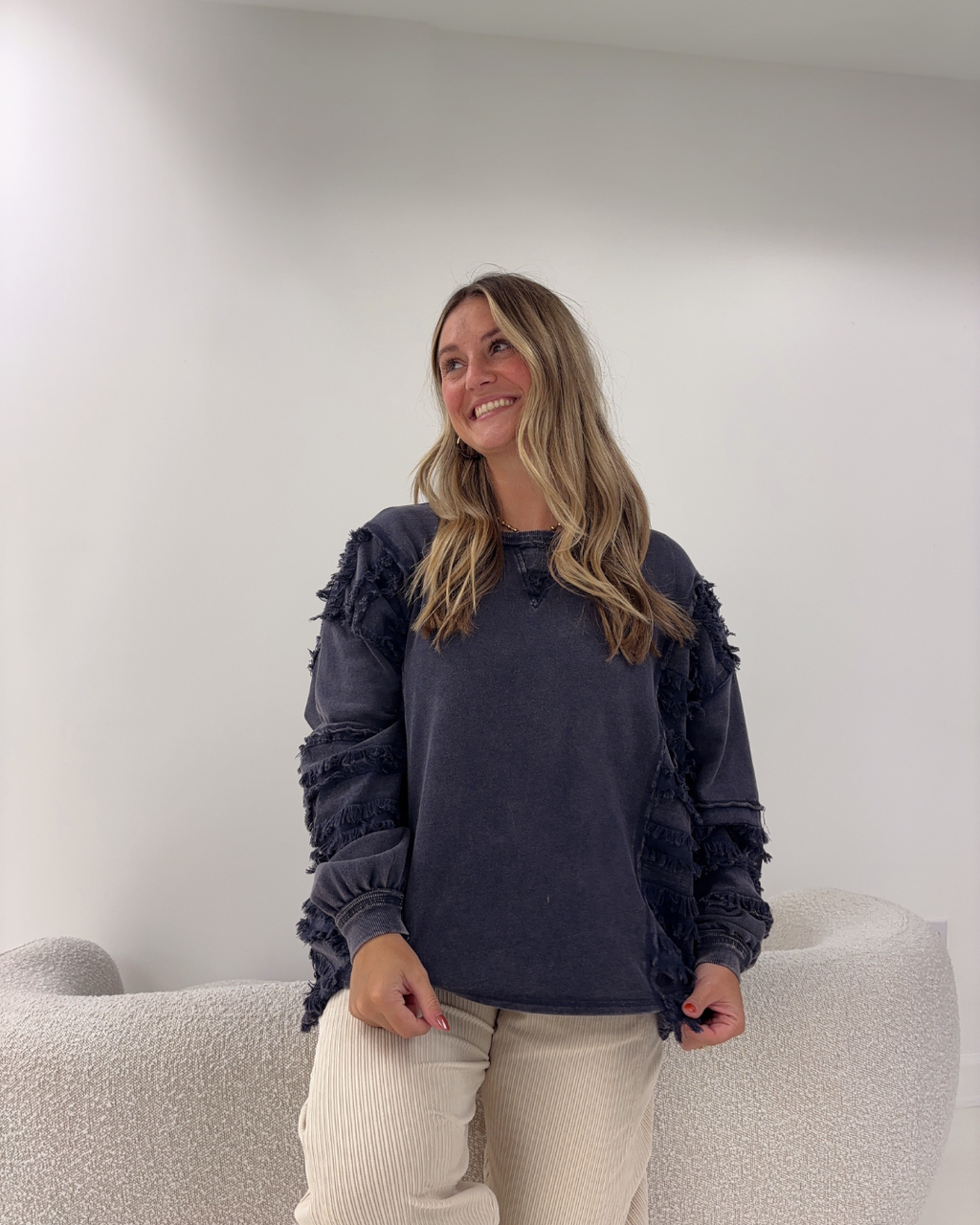 Blueberry Frayed Top