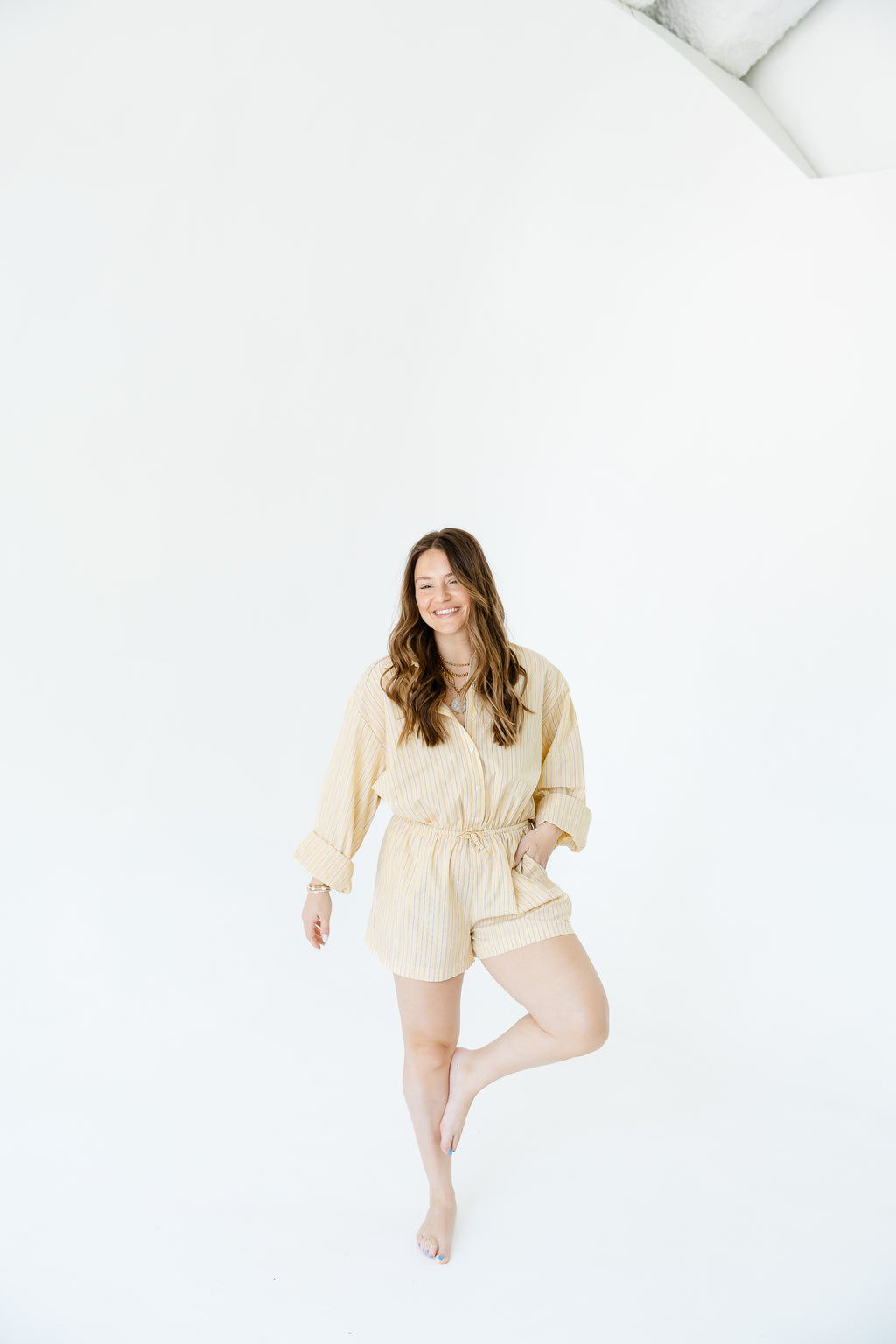 Lemon Striped Romper