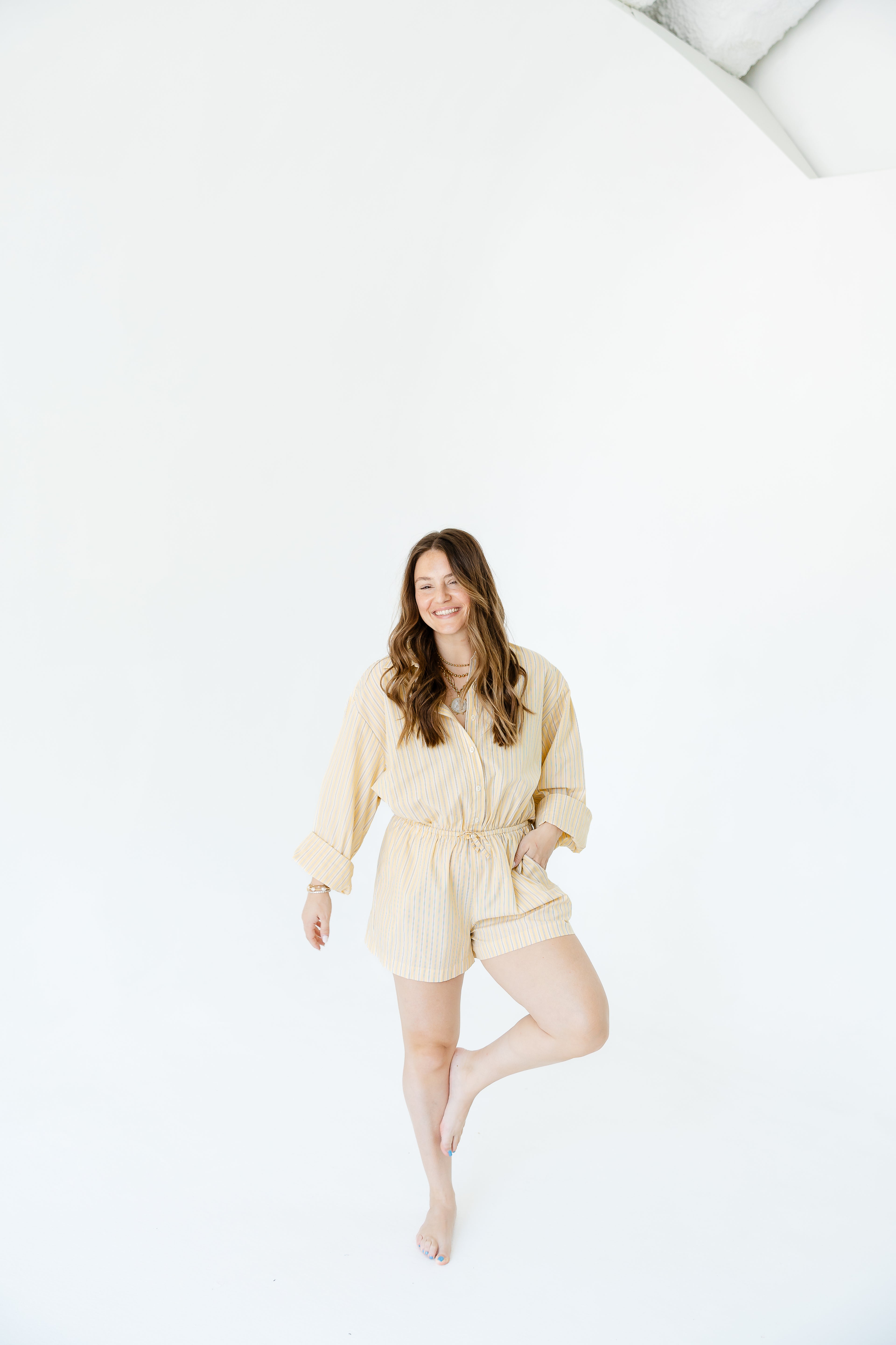 Lemon Striped Romper