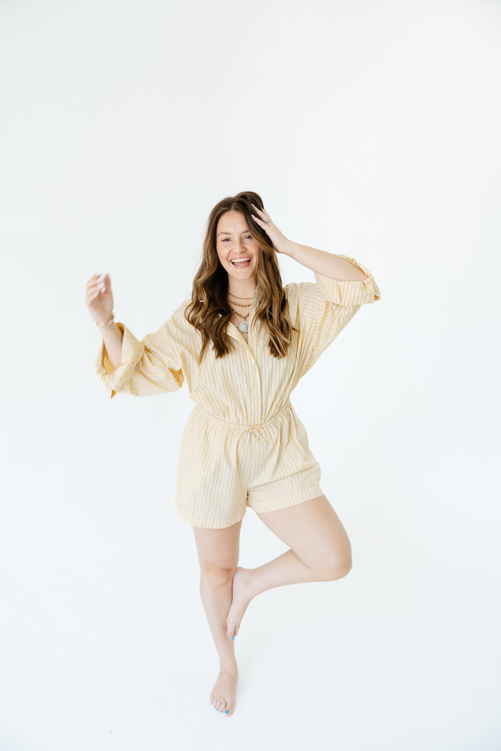Lemon Striped Romper