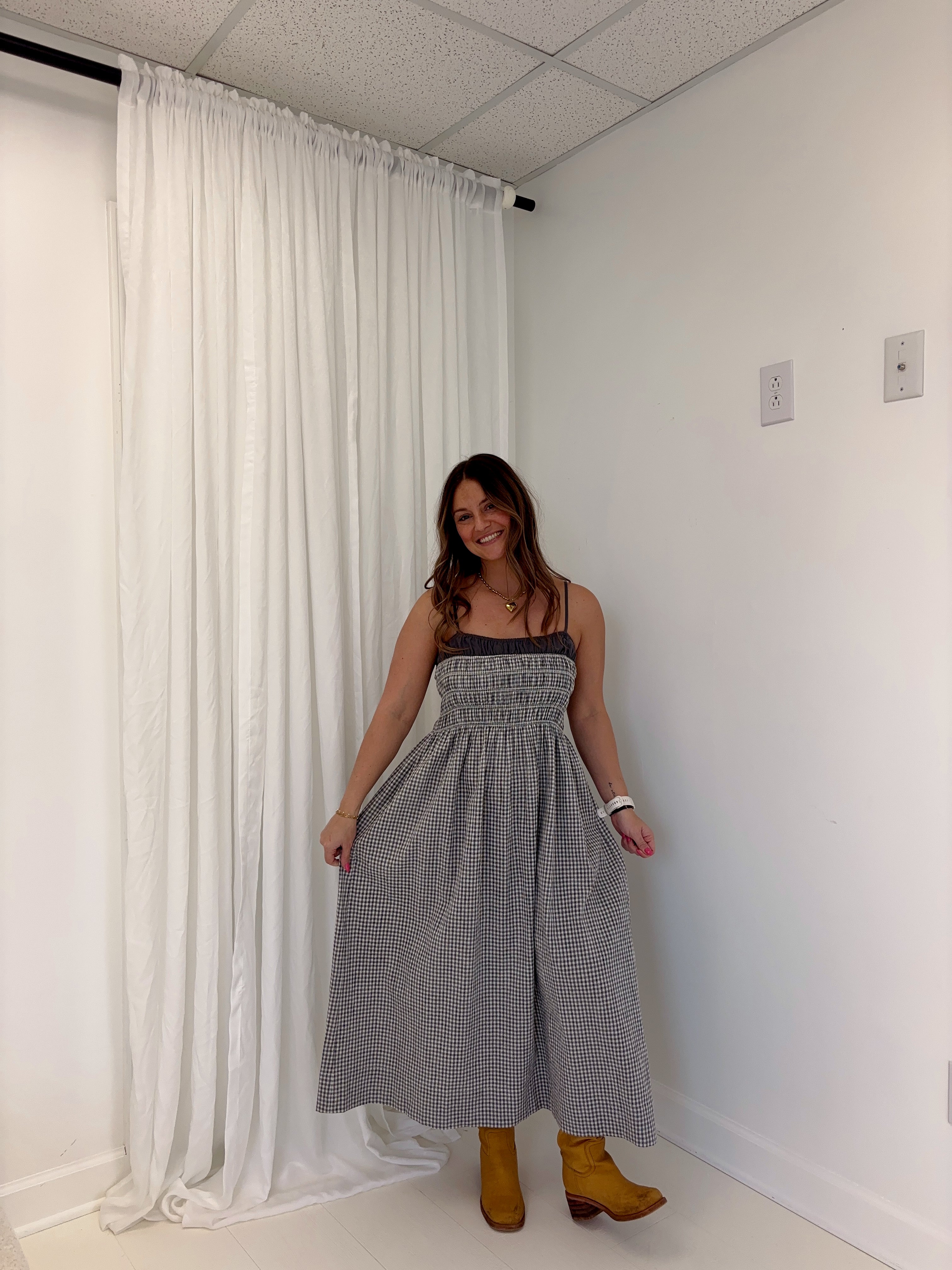 Gracie Gingham Midi Dress