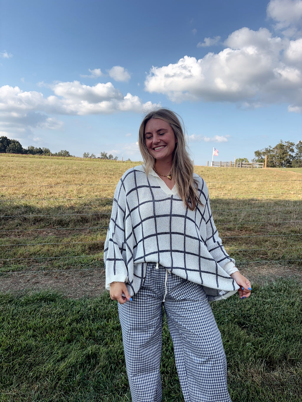 Windowpane Lightweight Sweater