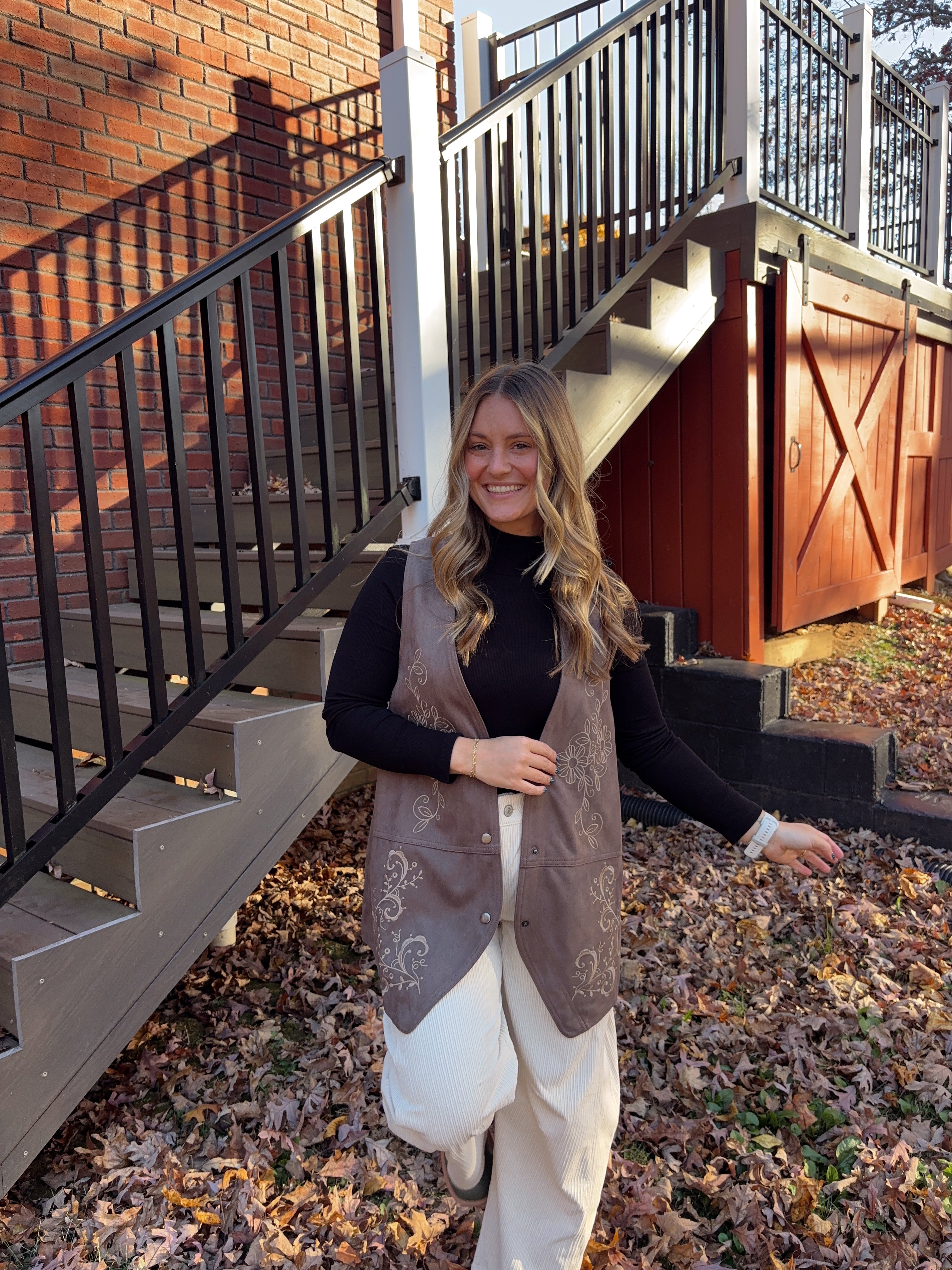 Dani Suede Floral Vest