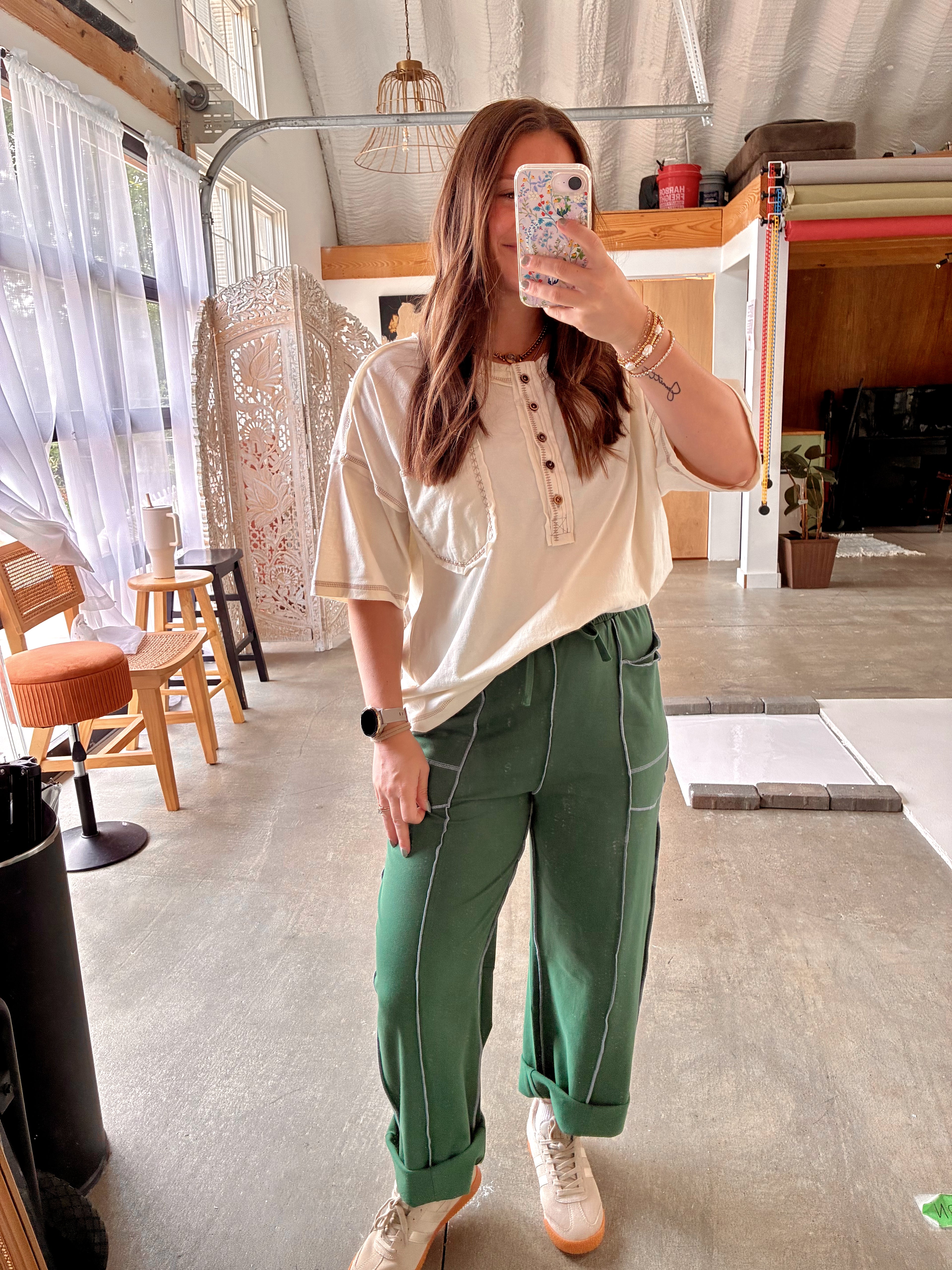 Simple Stitched Top - Cream