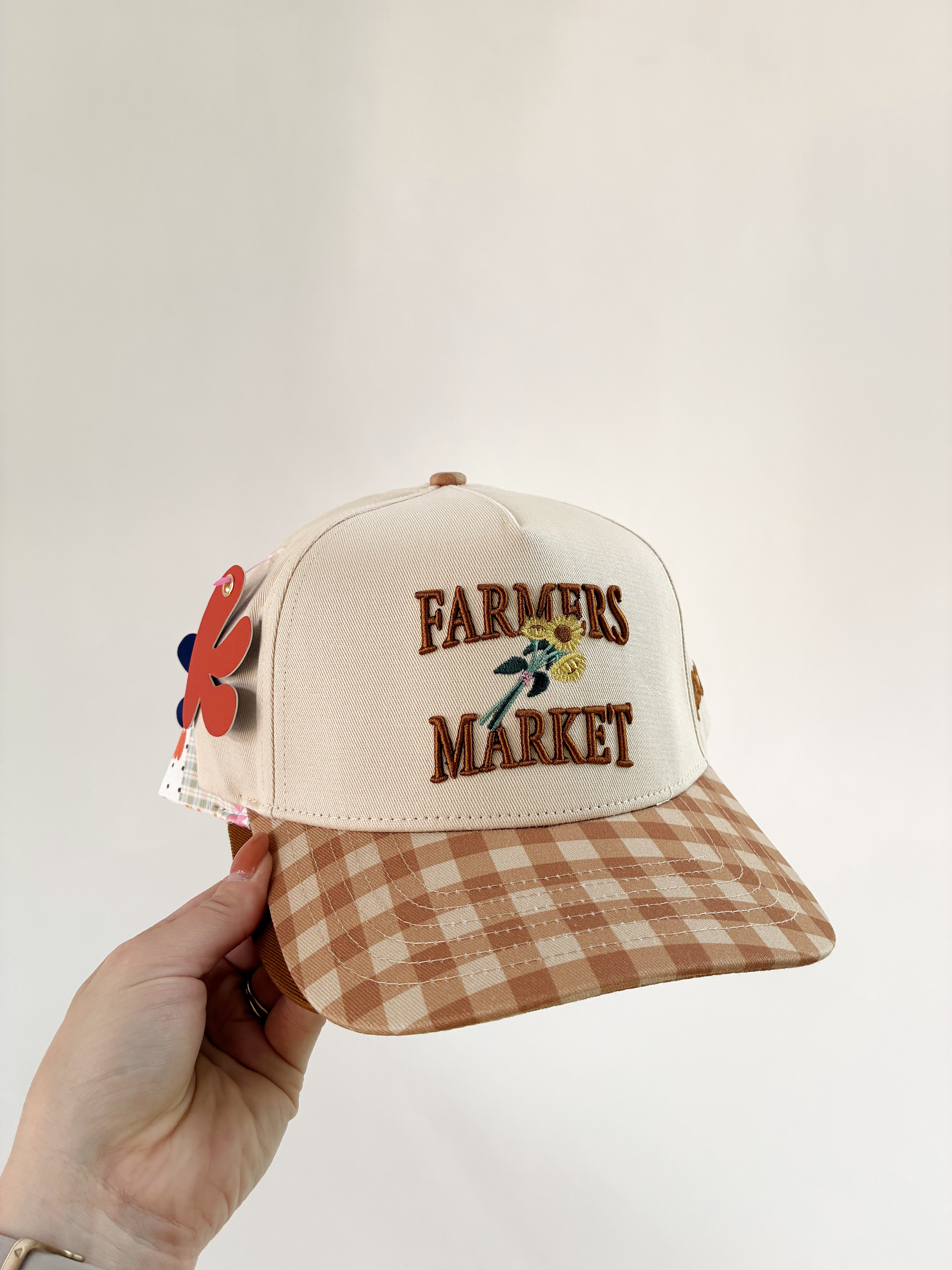 Farmers Market Gingham Trucker Hat