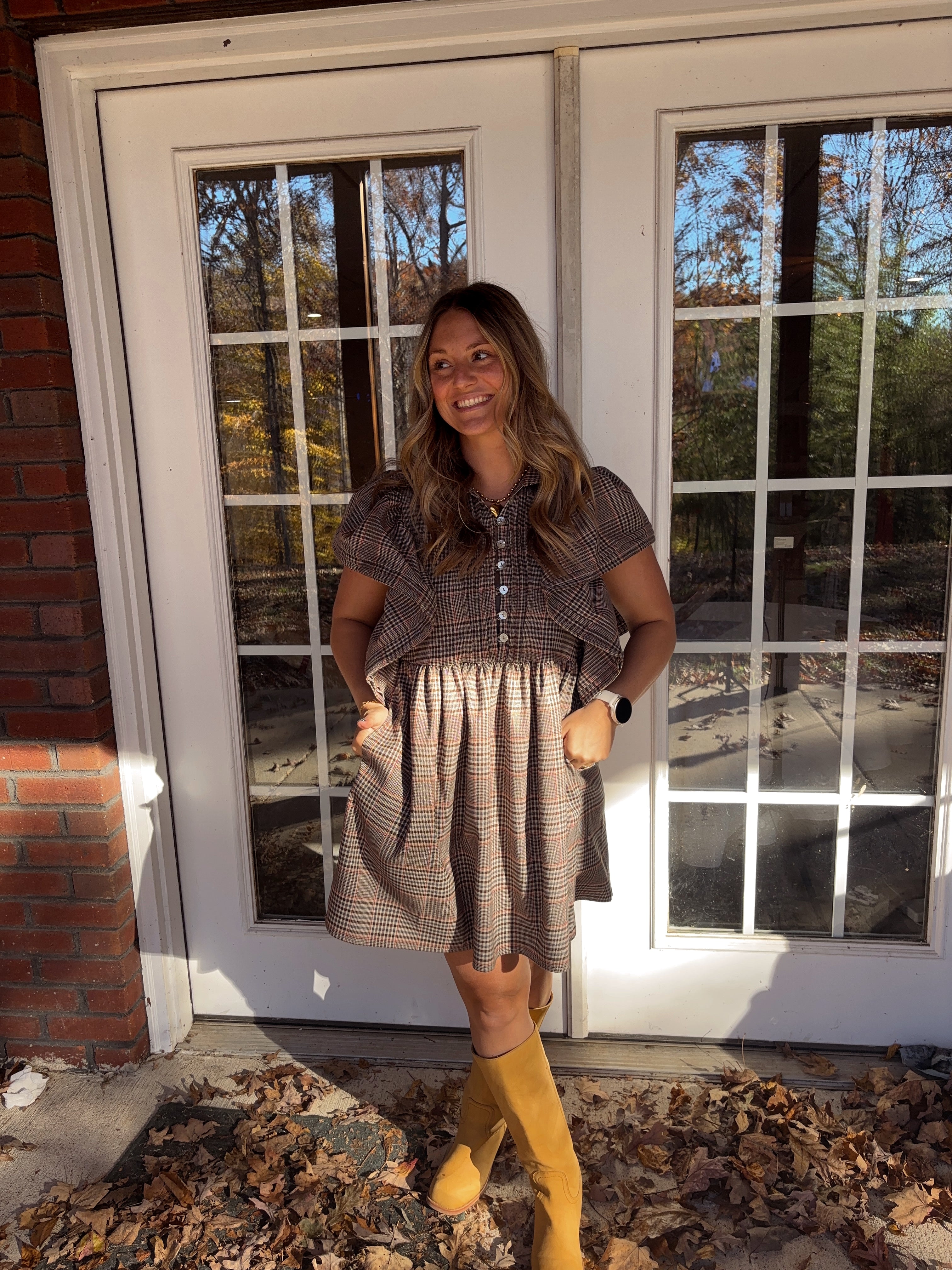 Pecan Pie Plaid Dress