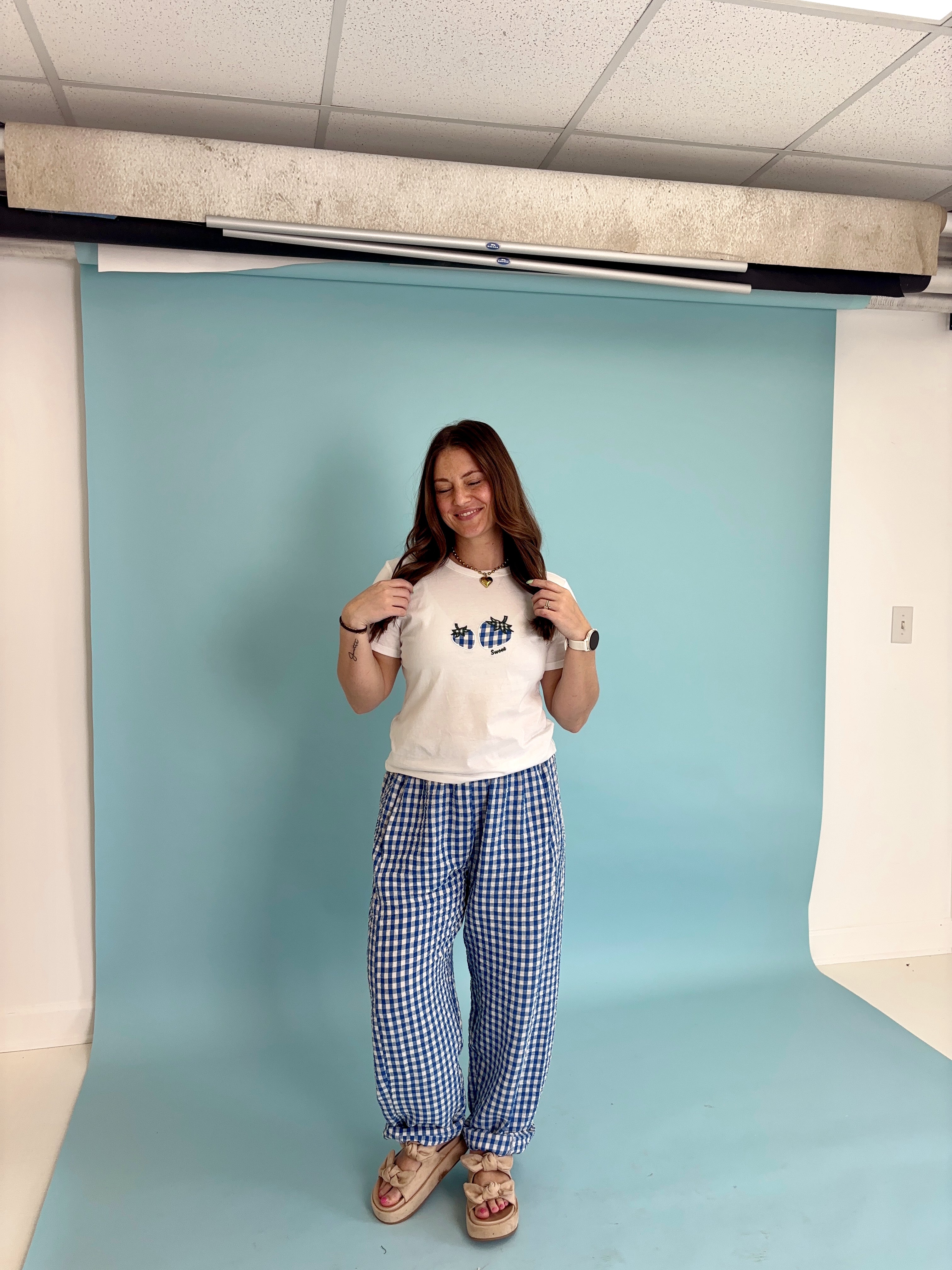 Blueberry Print Gingham Set