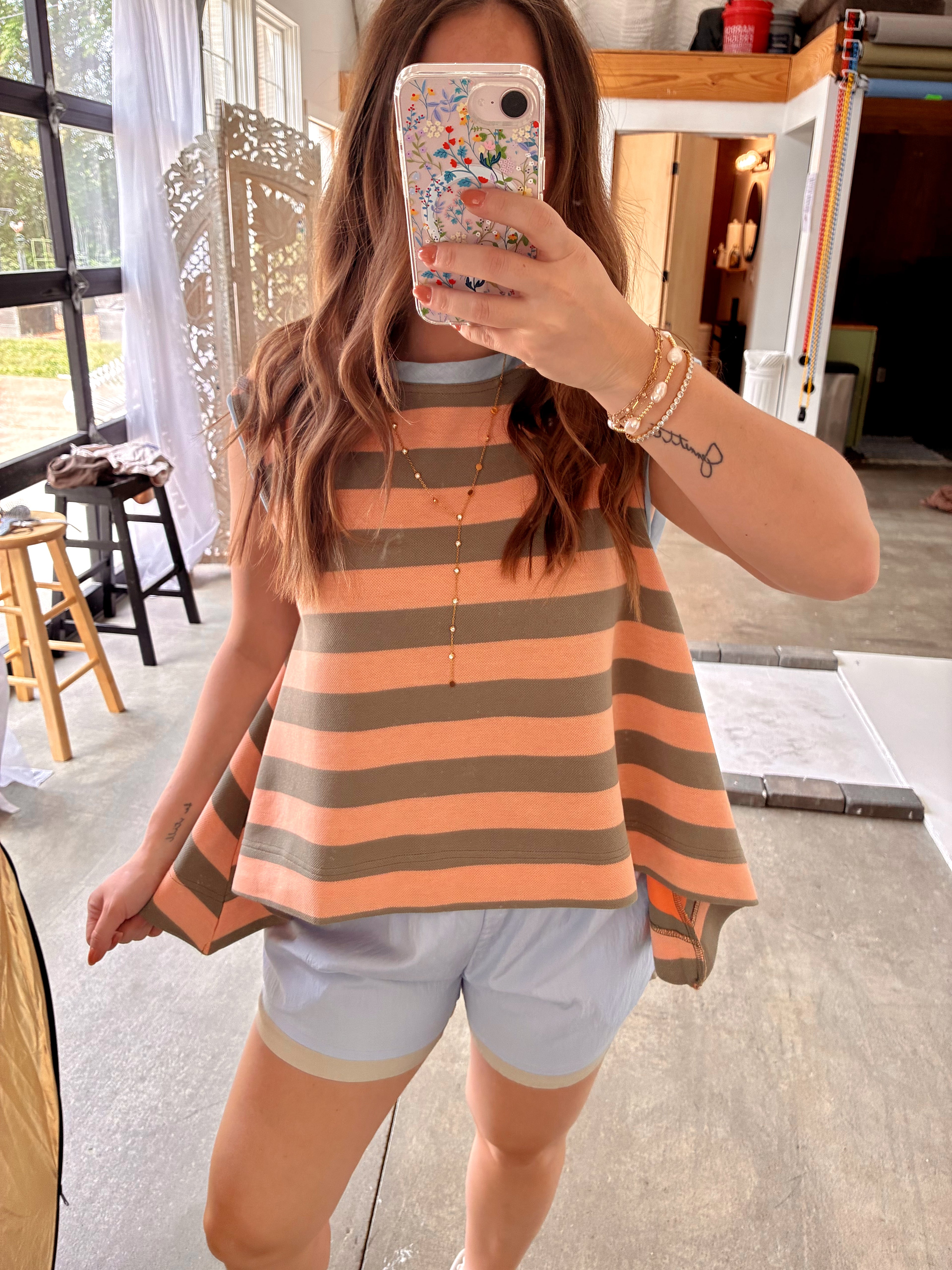 Tangerine Striped Top