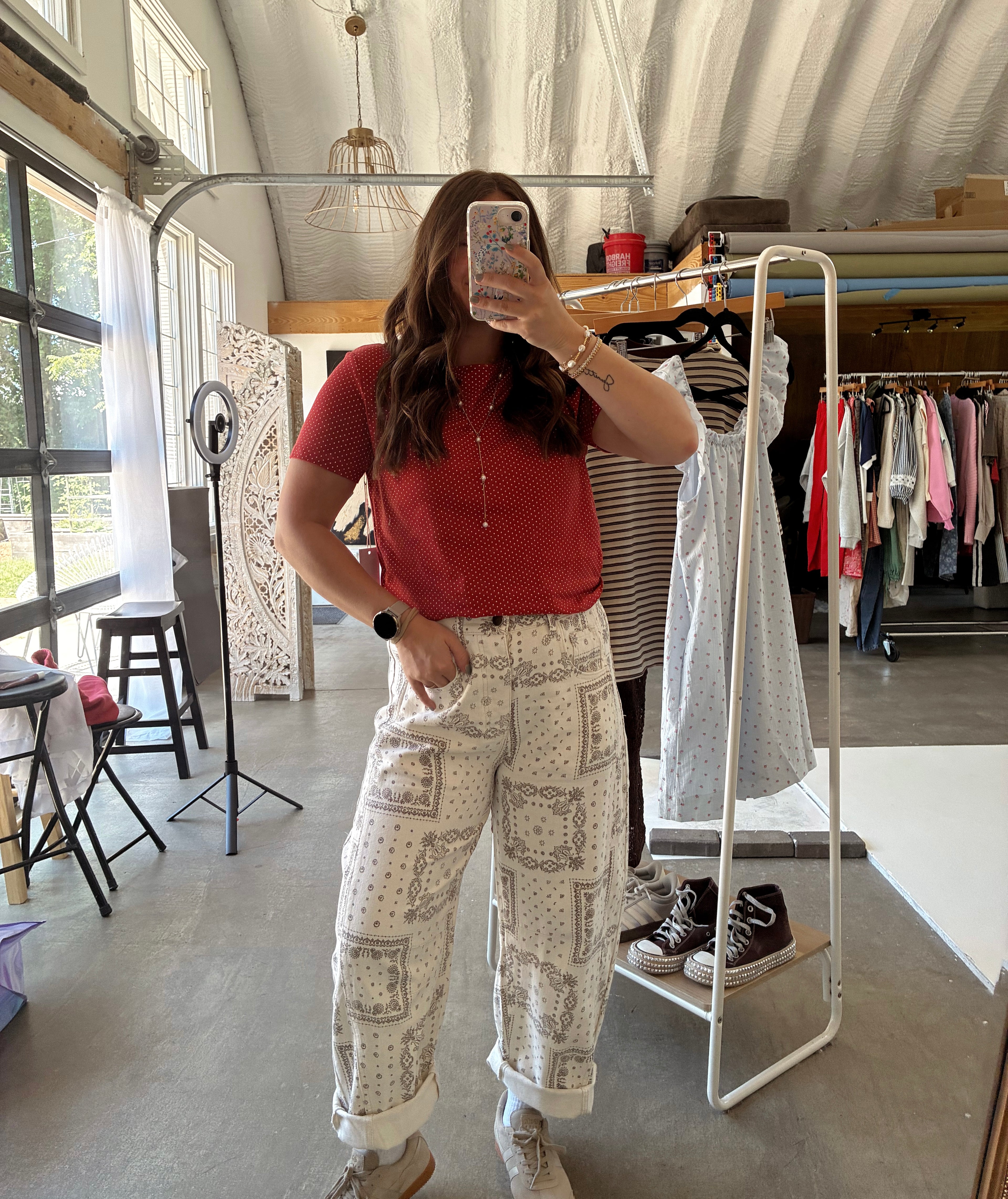 Paisley Barrel Jeans - Cream