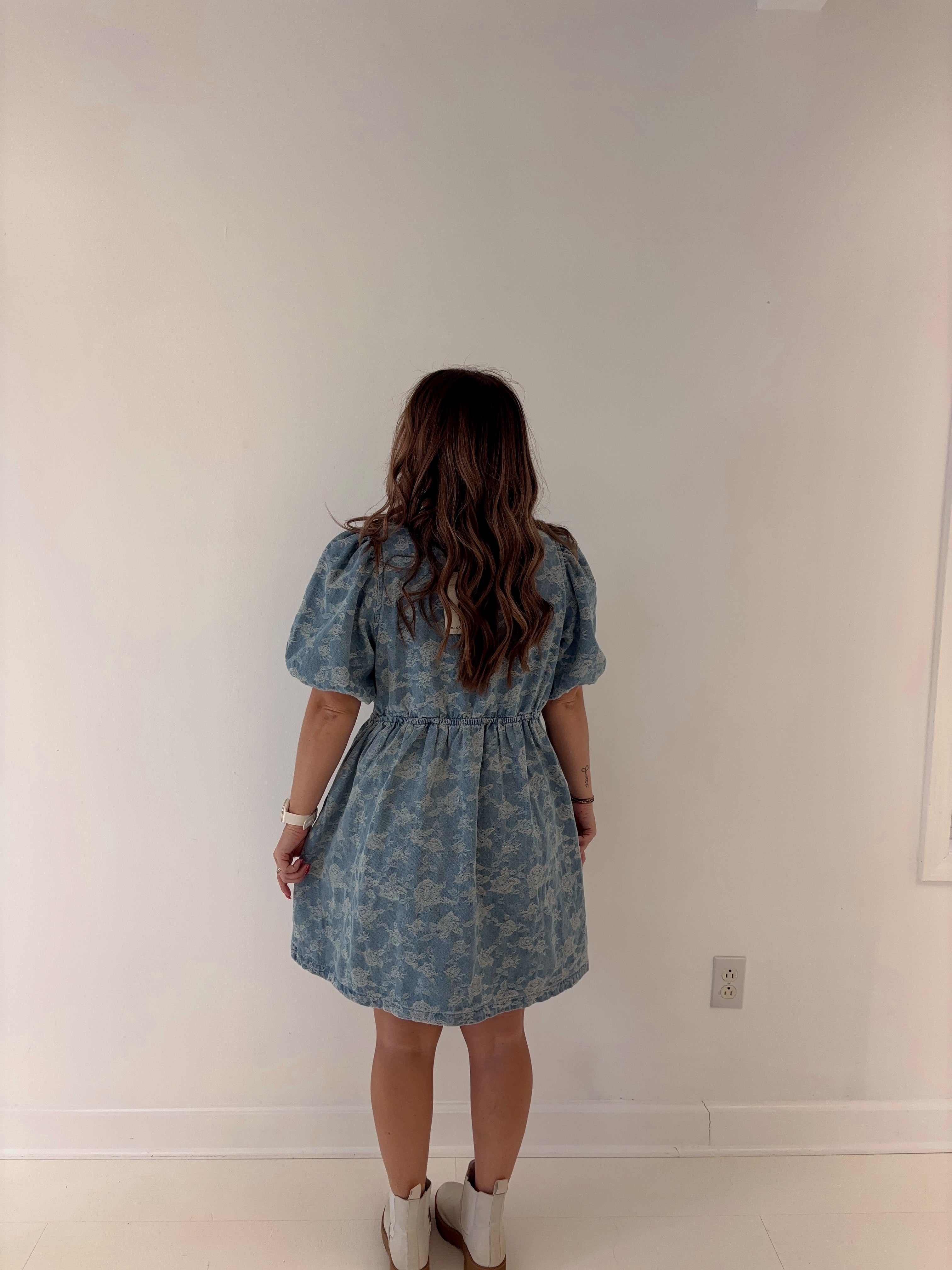 Graceful Bow Denim Dress
