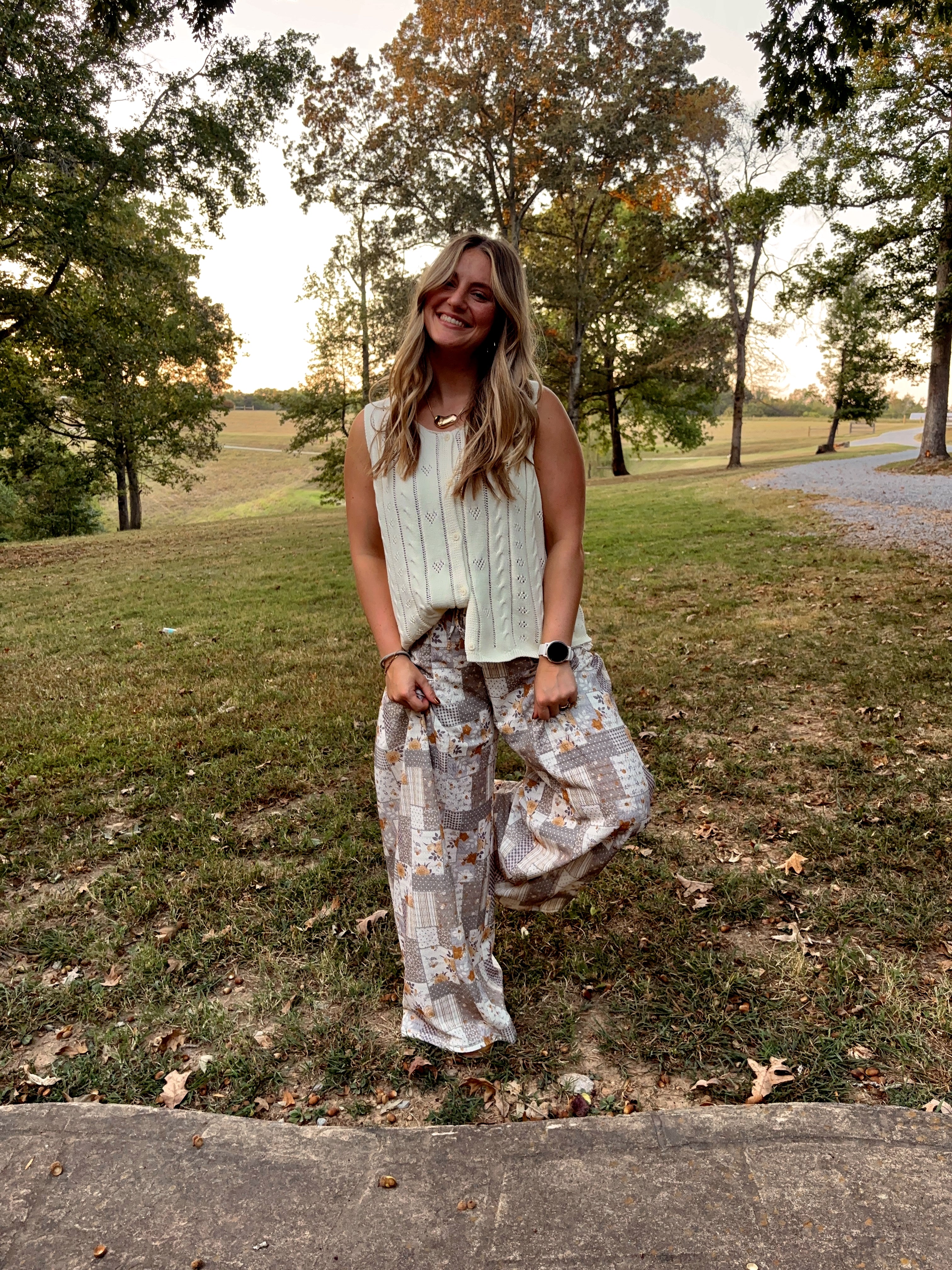 Printed Patchwork Wide Leg Pants