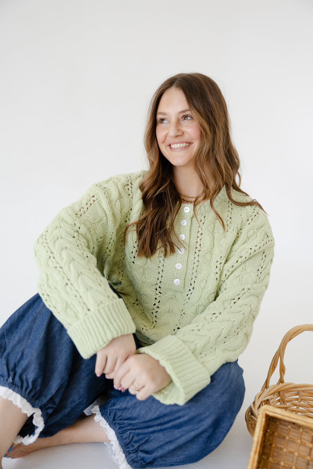 Matcha Cable Knit Sweater