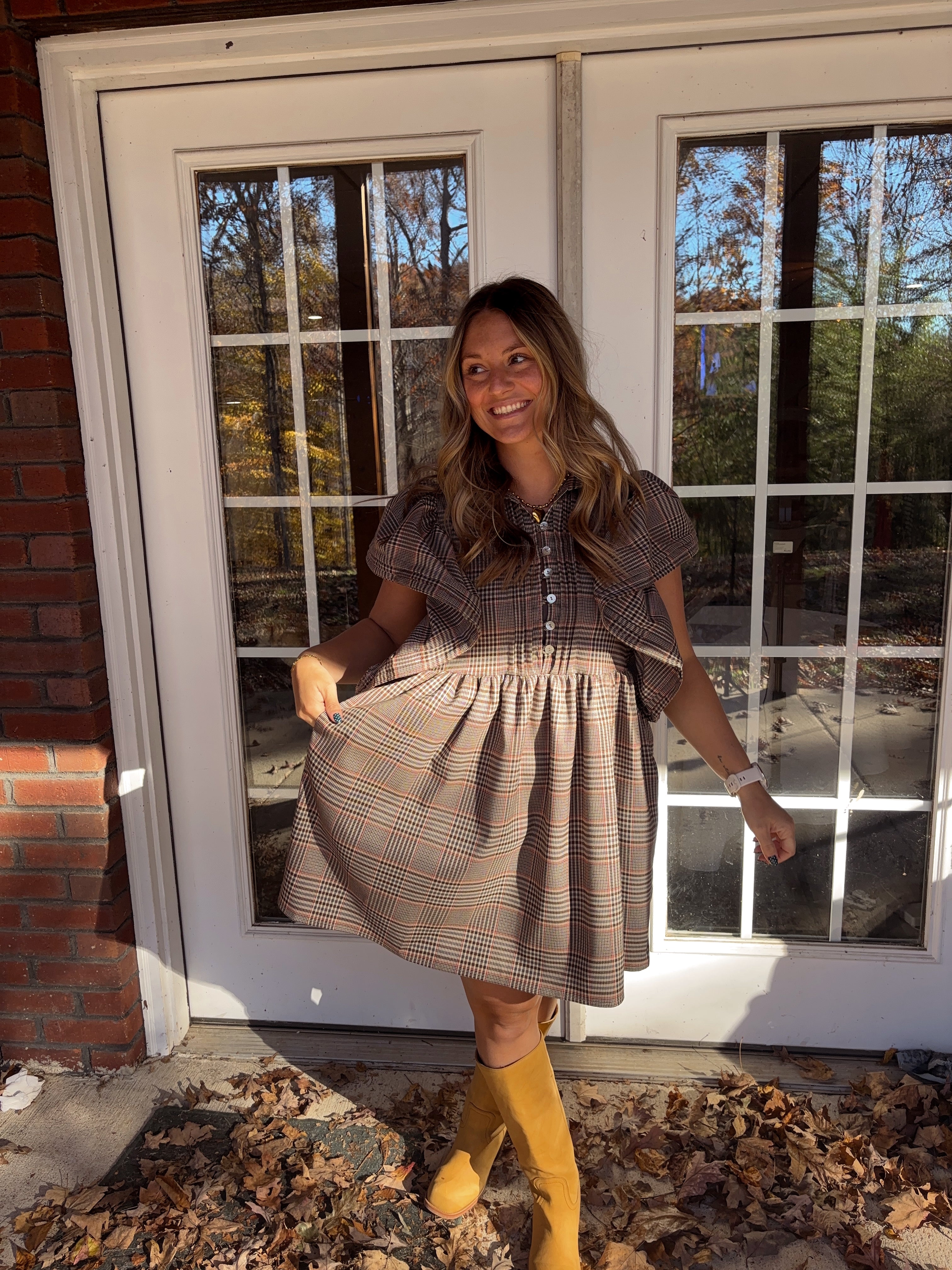 Pecan Pie Plaid Dress