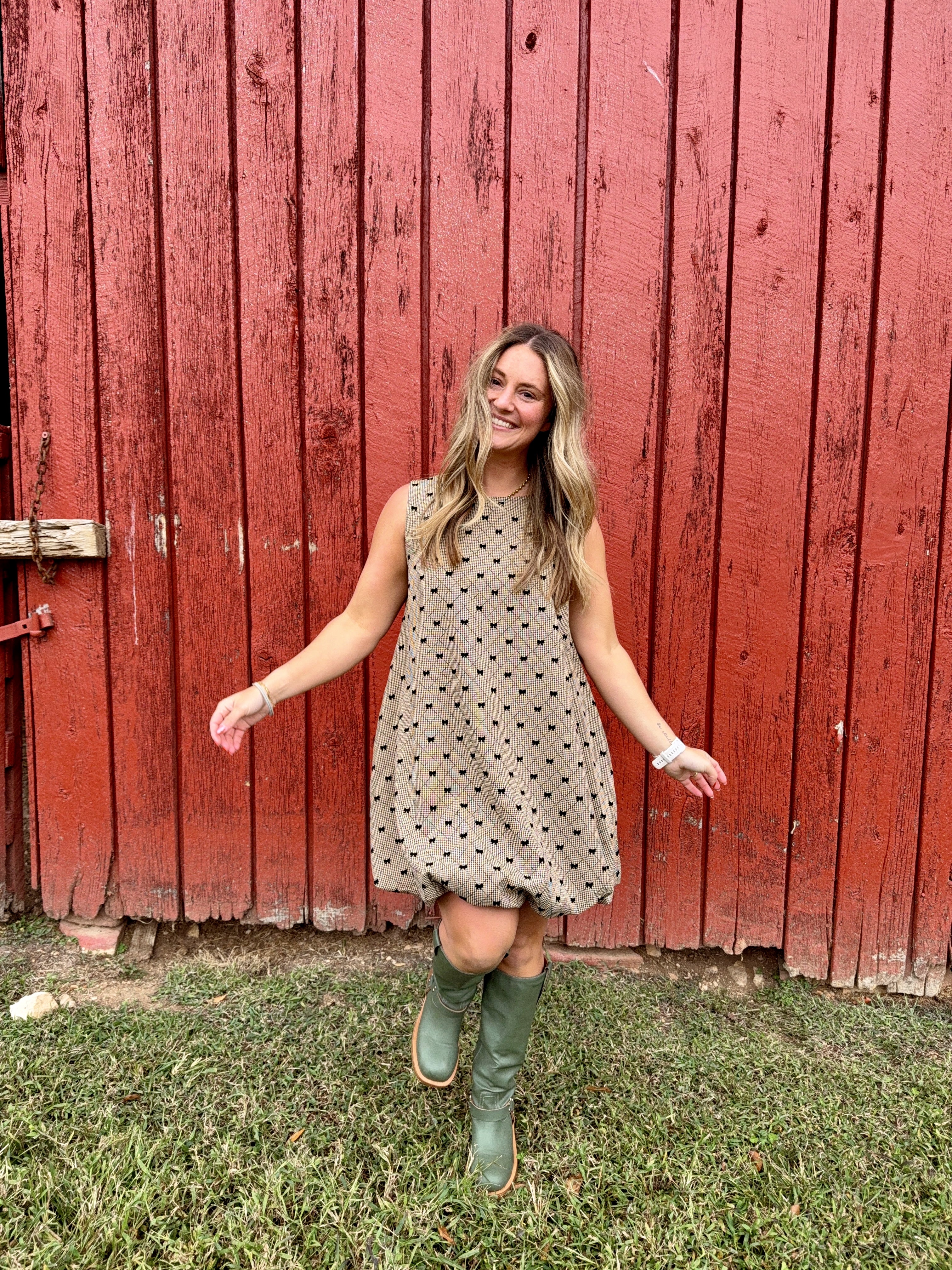 Bow Plaid Mini Dress