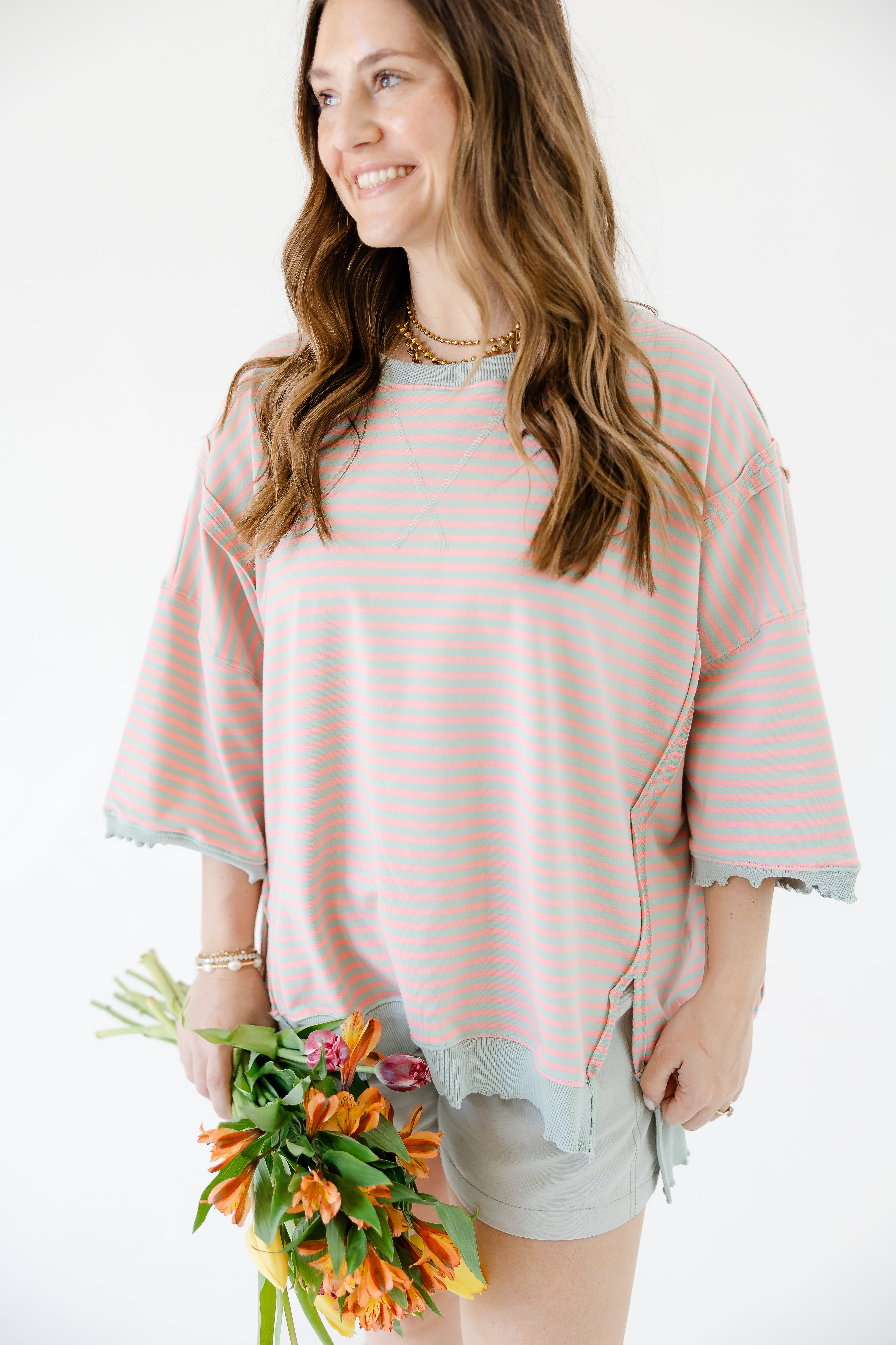 Simple Striped Trim Top