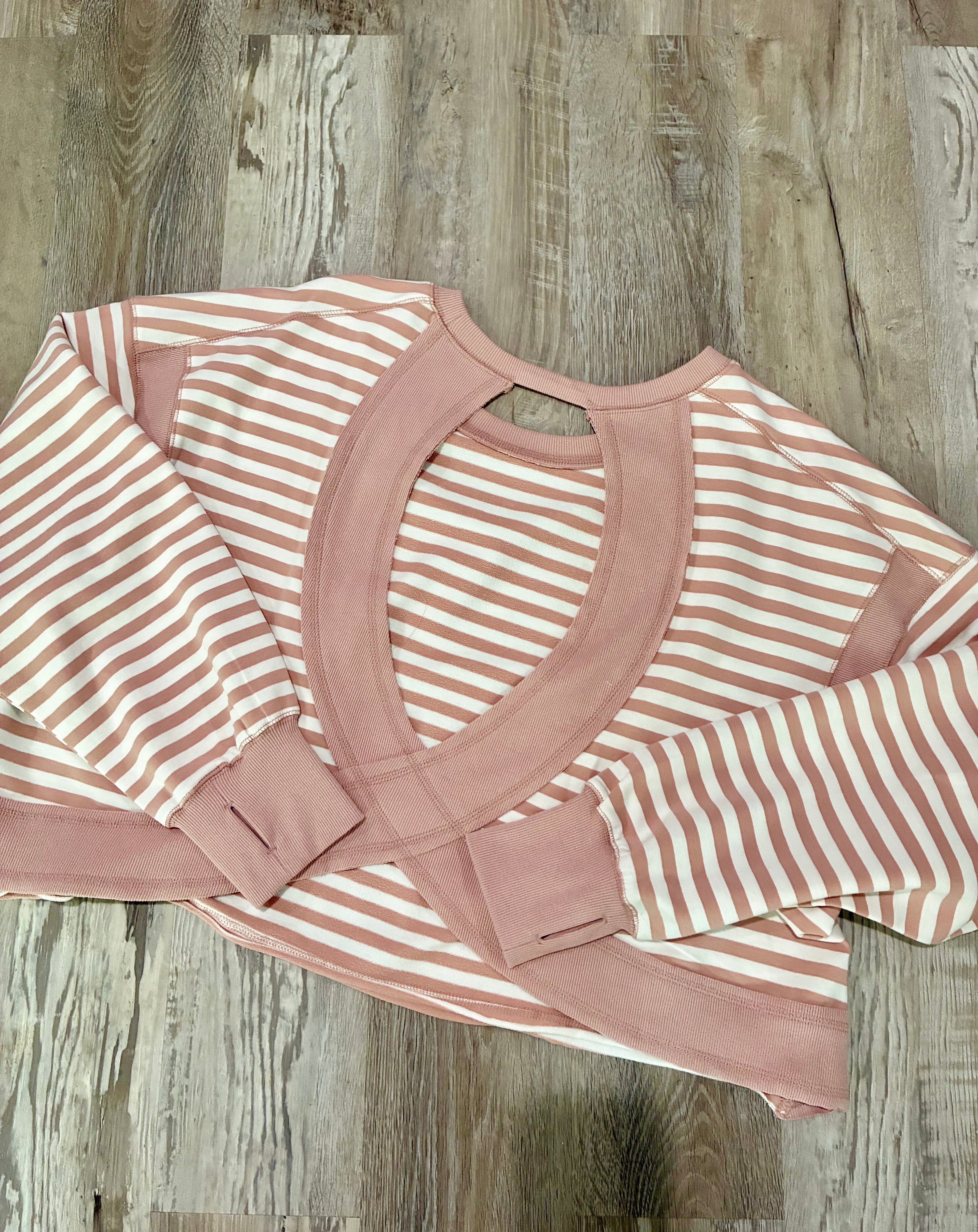 Pink Striped Open Back Top