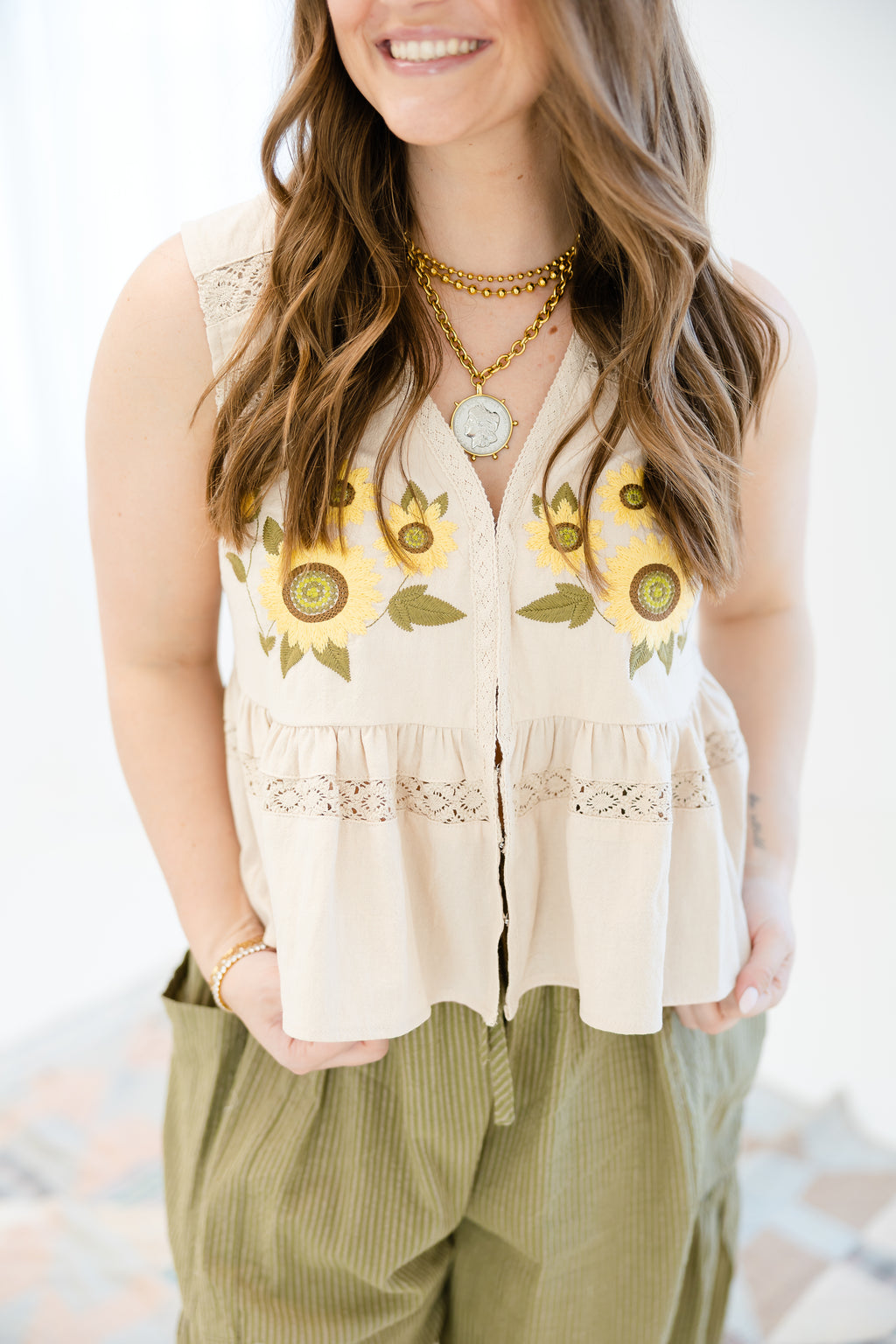 Barefoot Floral Embroidered Vest