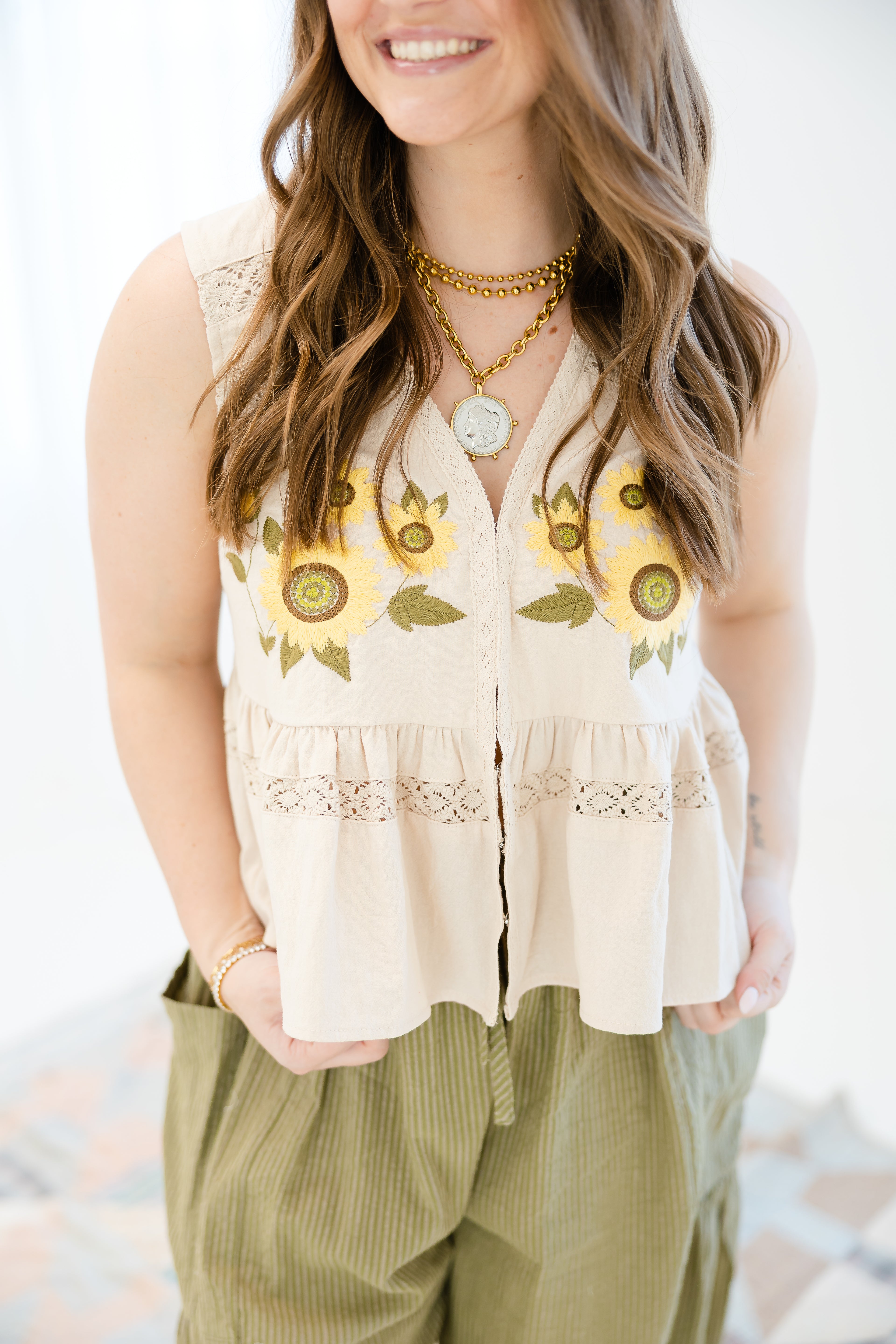 Barefoot Floral Embroidered Vest