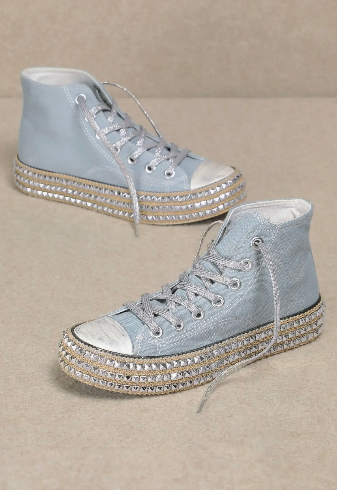 Light Blue Studded Sneakers
