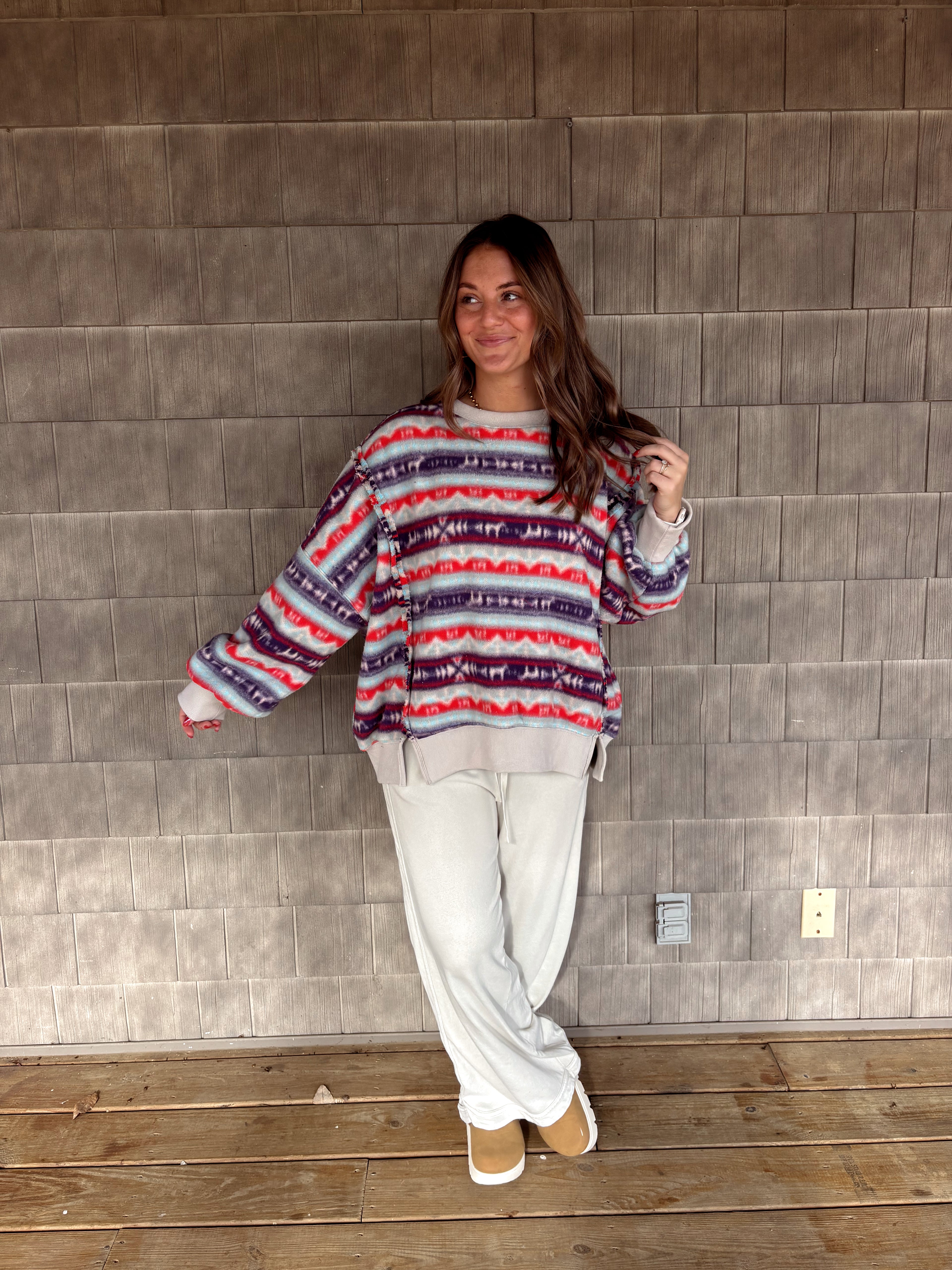 Printed Fleece Pullover