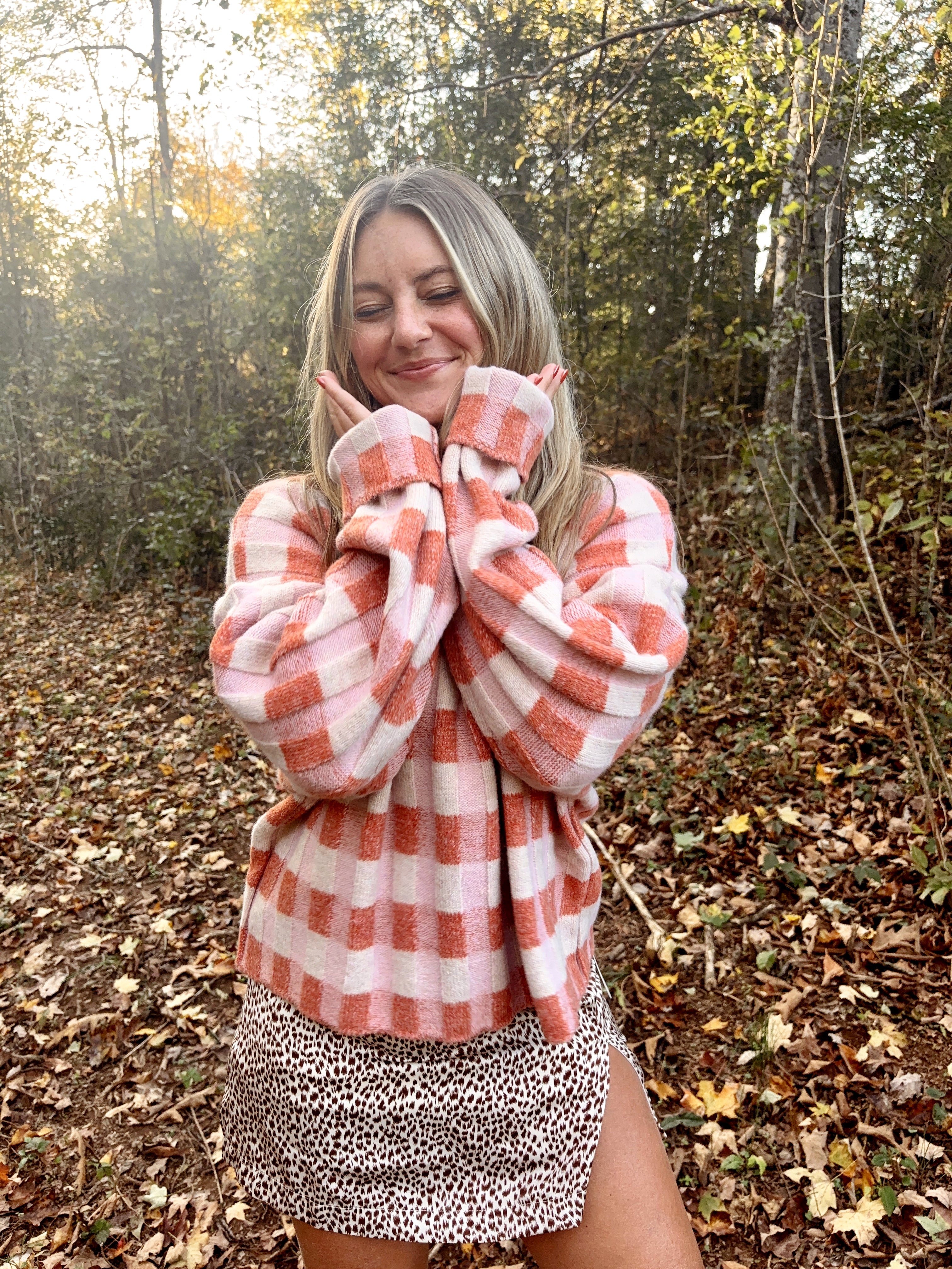 Pumpkin Spice Check Sweater