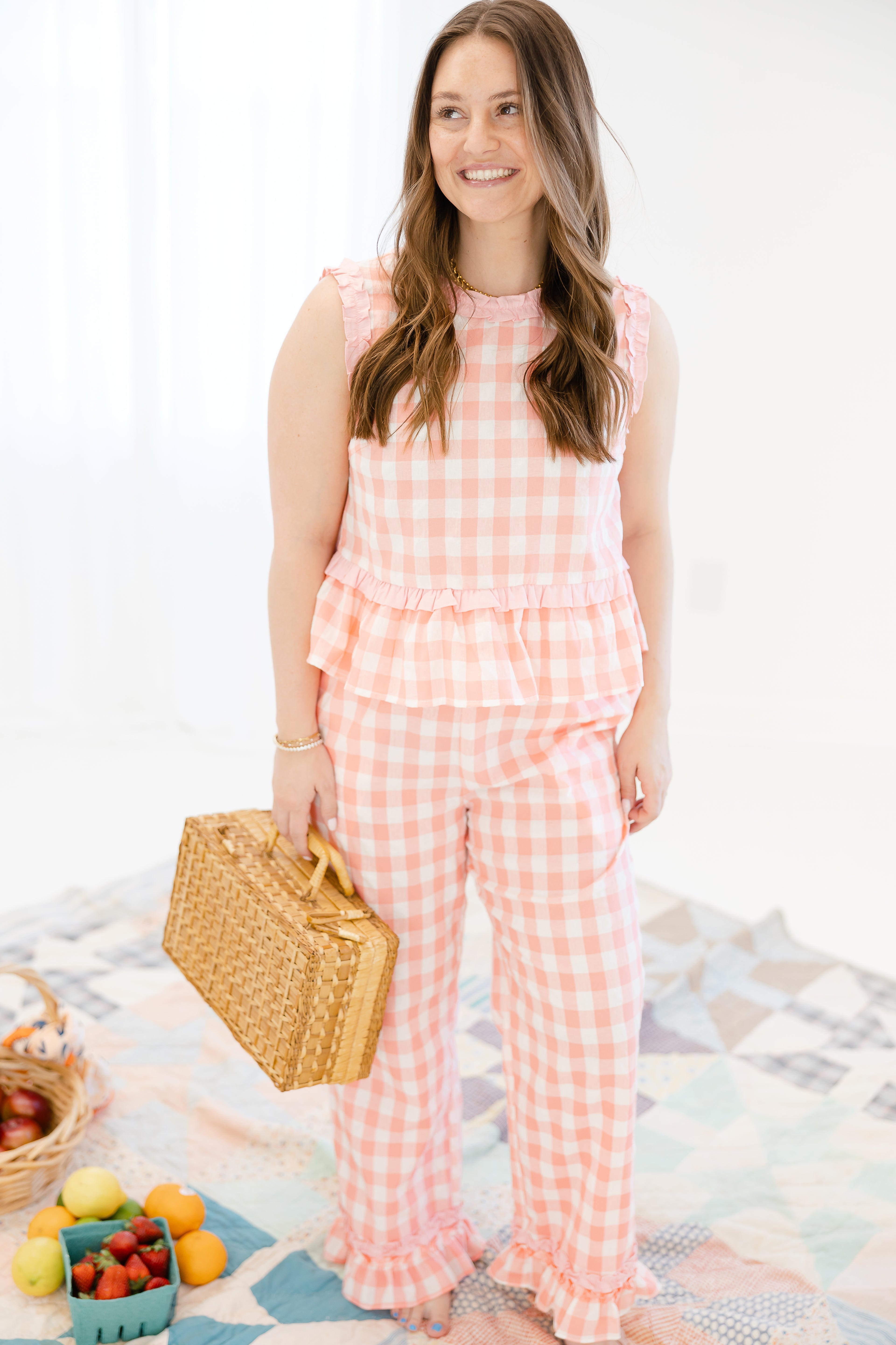 Girly Gingham Ruffled Set