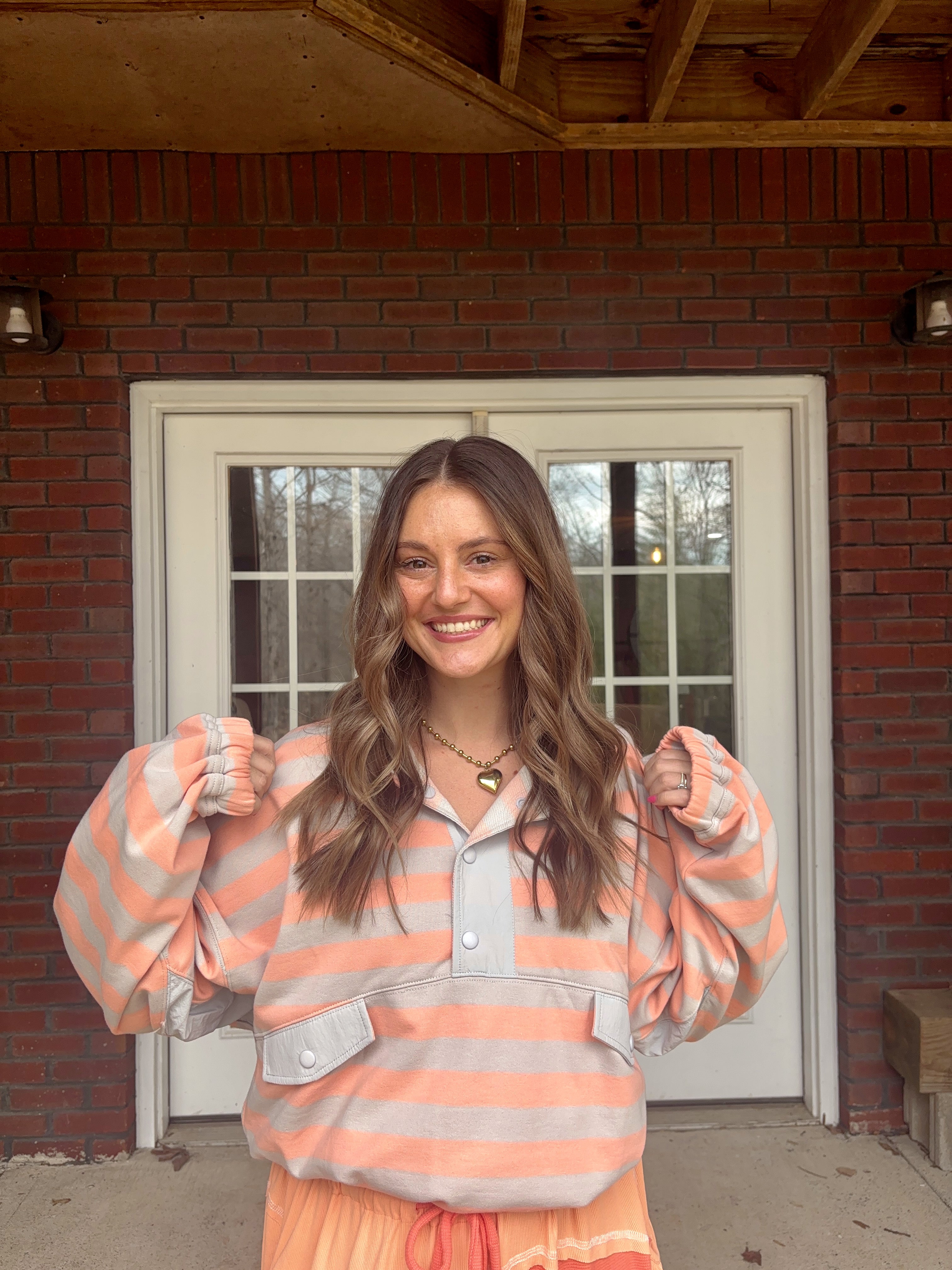 Salmon Striped Top