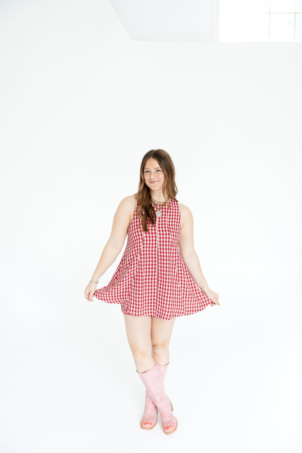 Found Freedom Gingham Romper