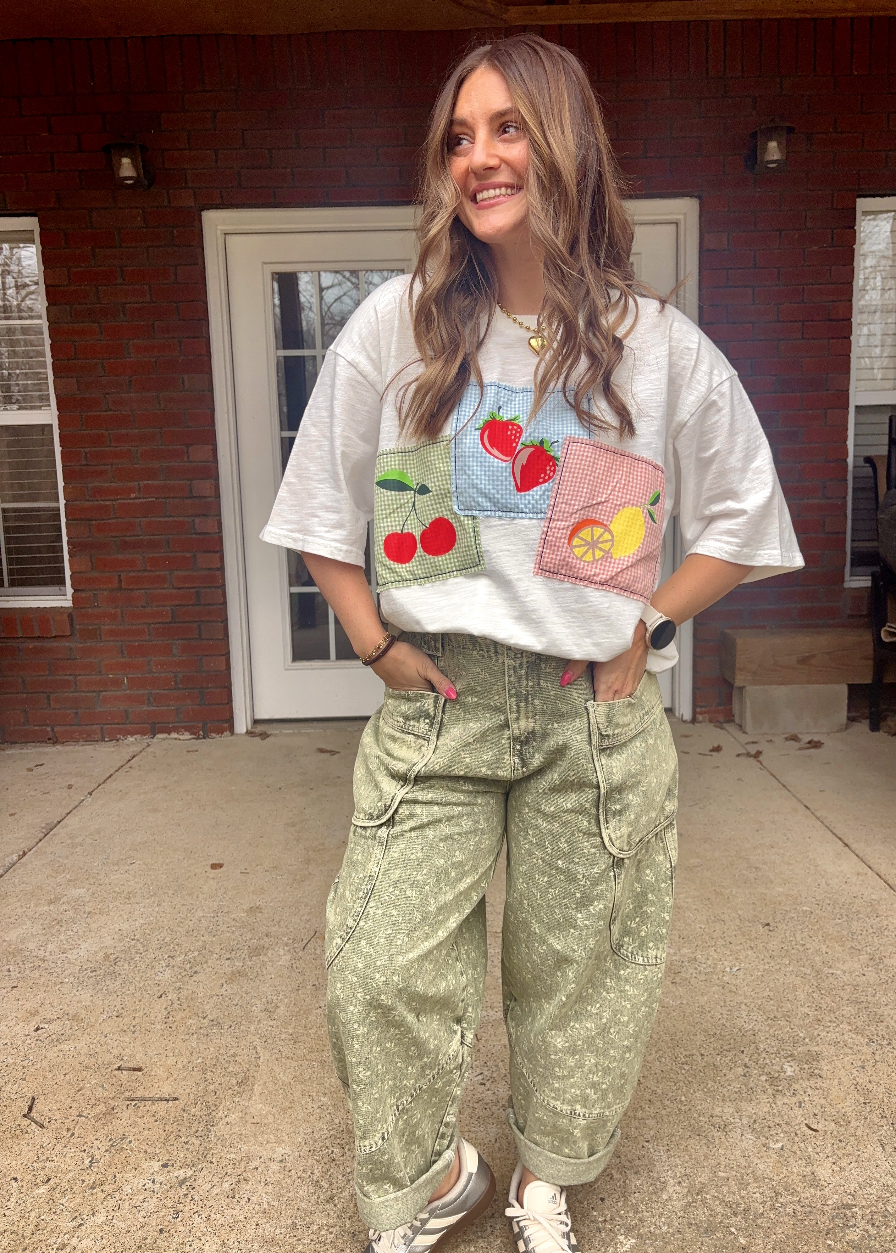 Faded Floral Barrel Jeans