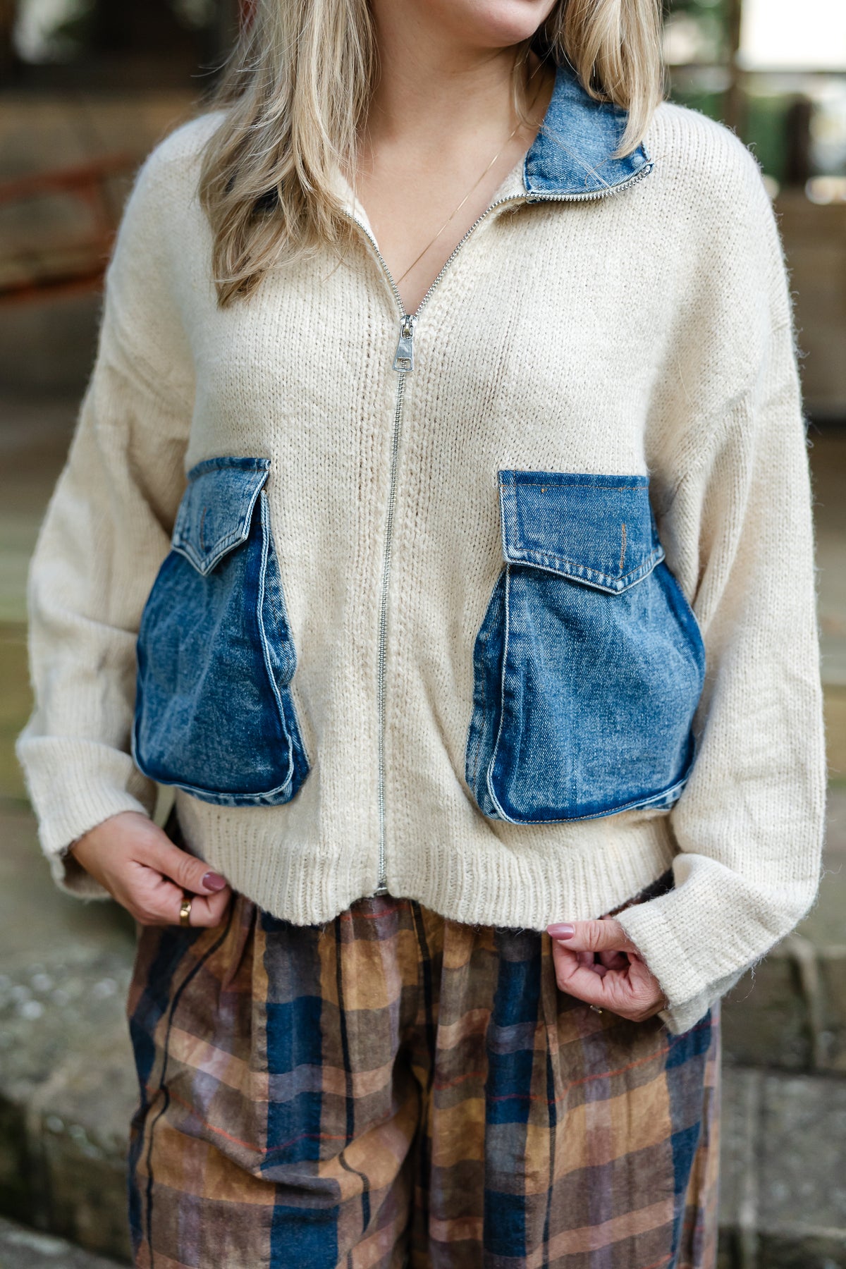 Denim Nights Sweater Zip Up
