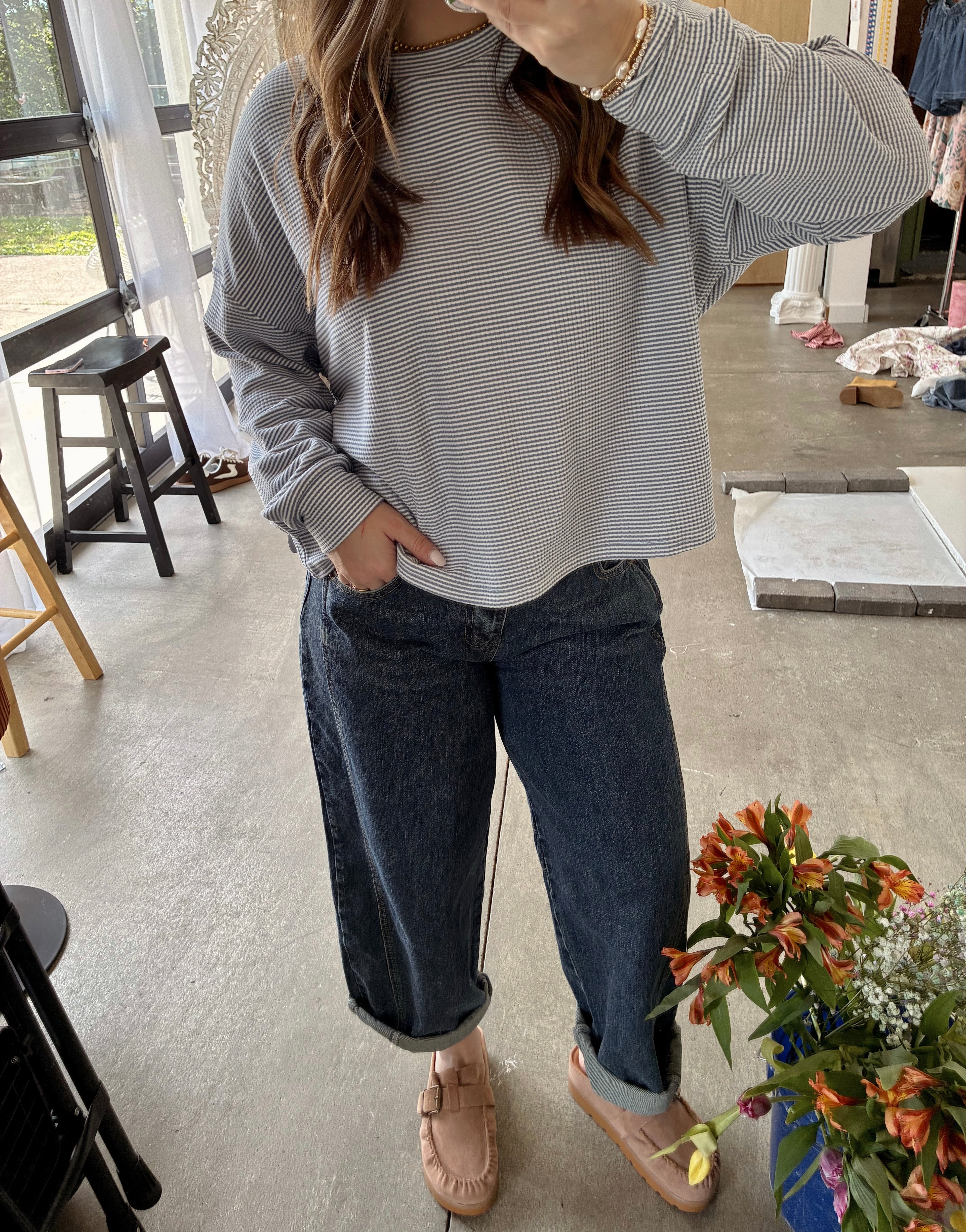 Basic Denim Barrel Jeans