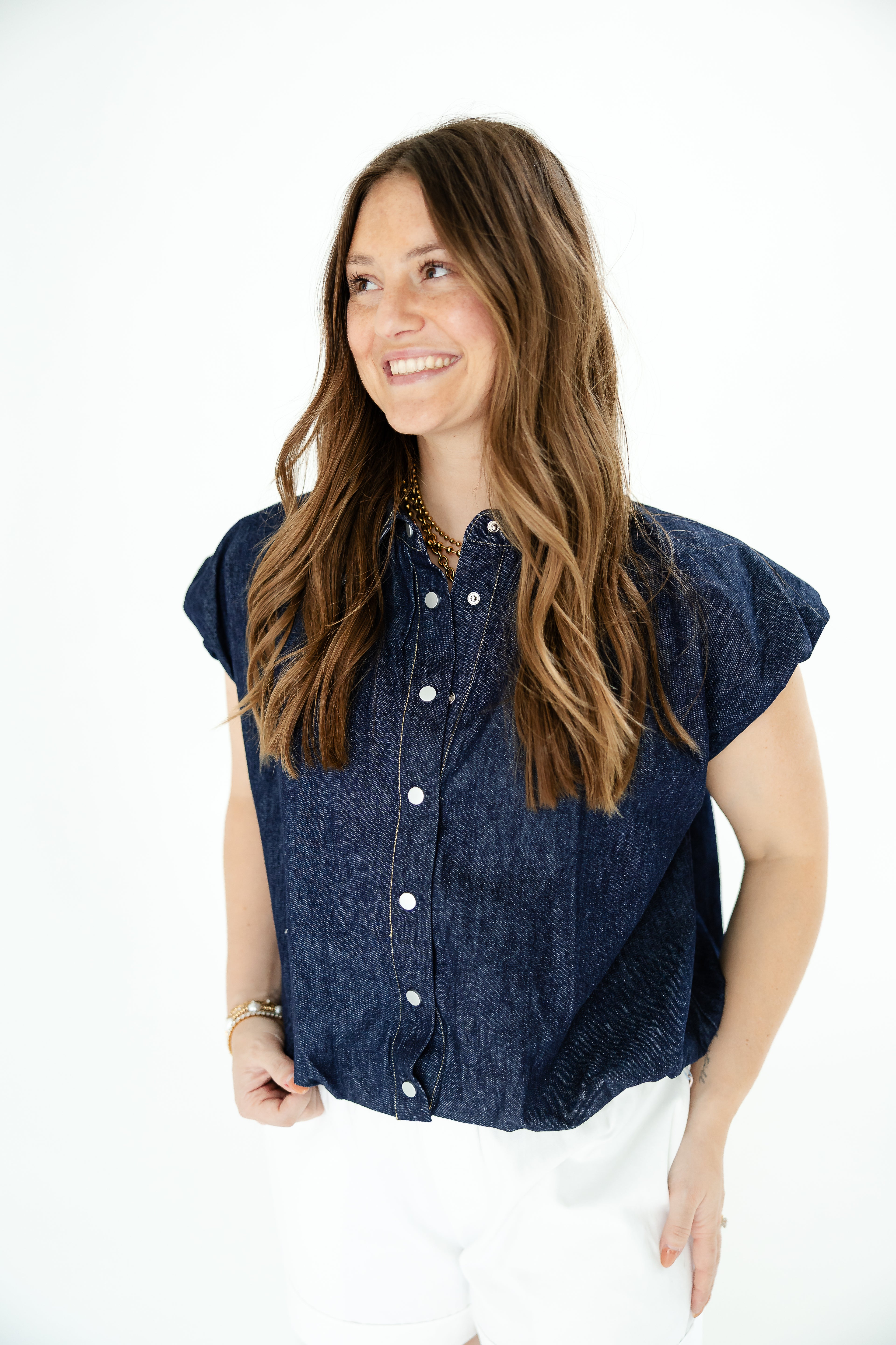 Freedom In Bloom Denim Top