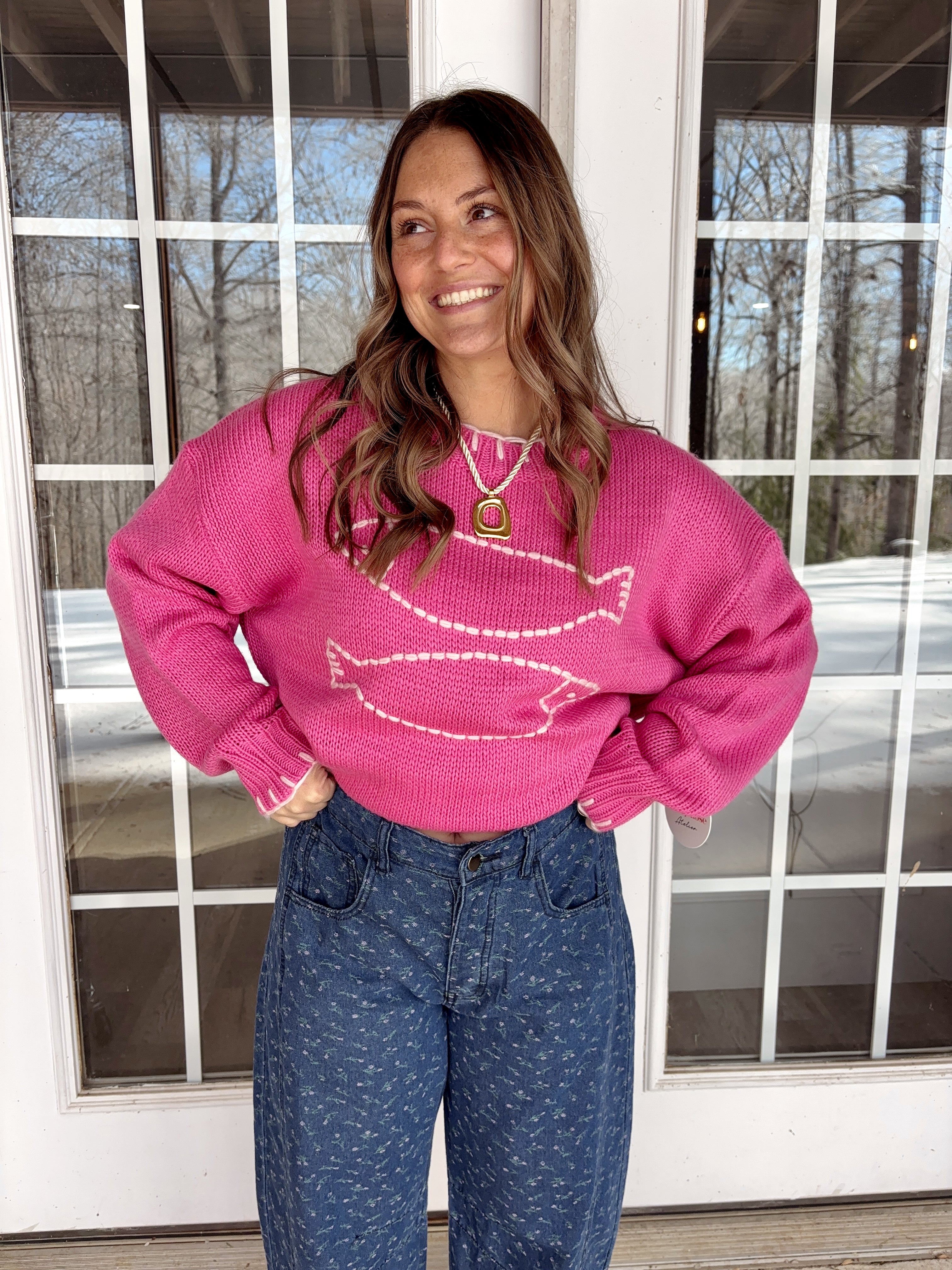 Dainty Floral Barrel Jeans