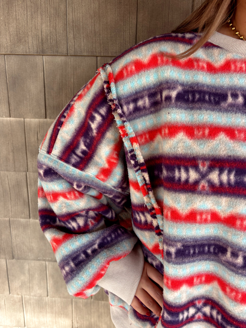 Printed Fleece Pullover