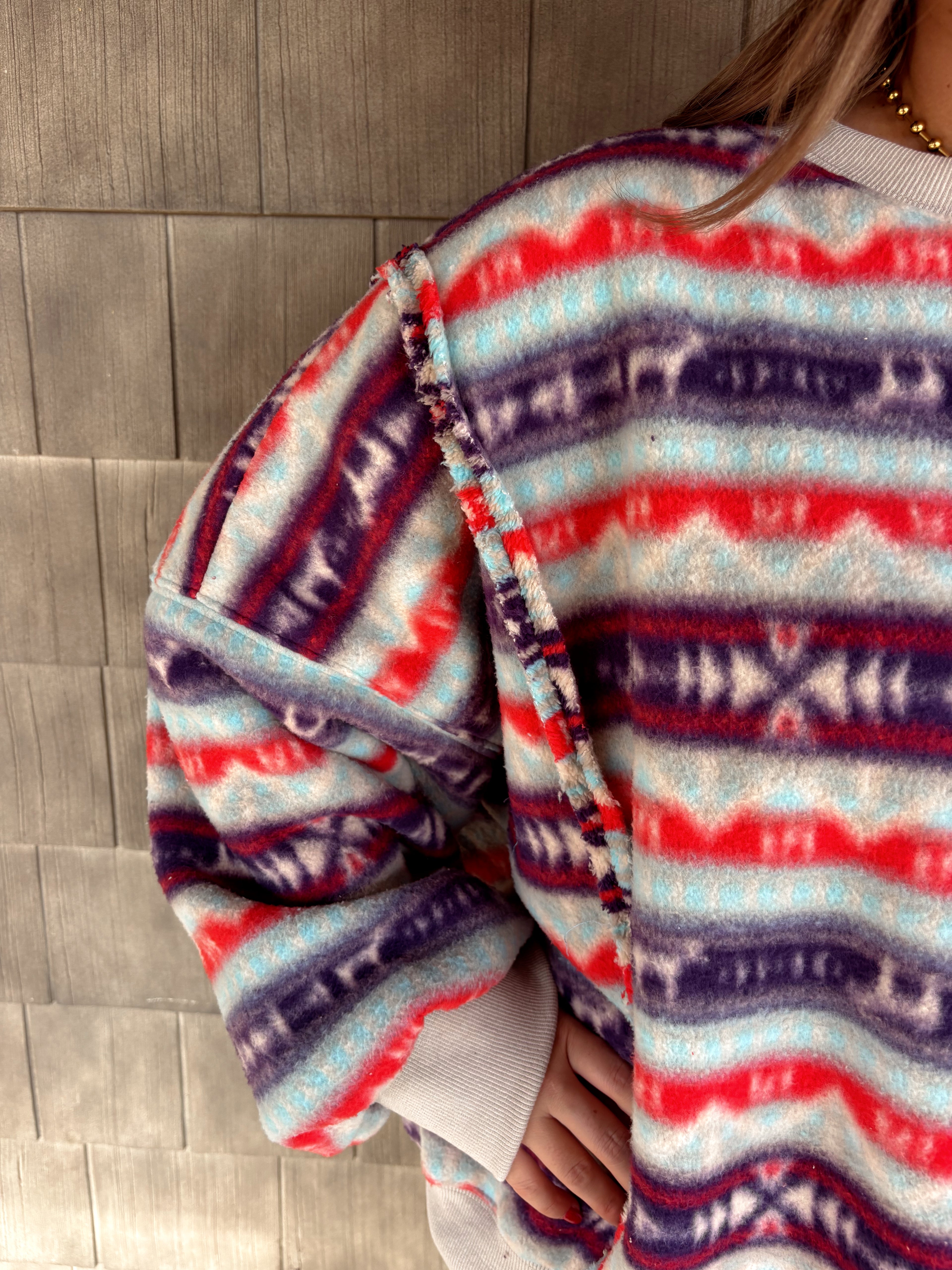 Printed Fleece Pullover